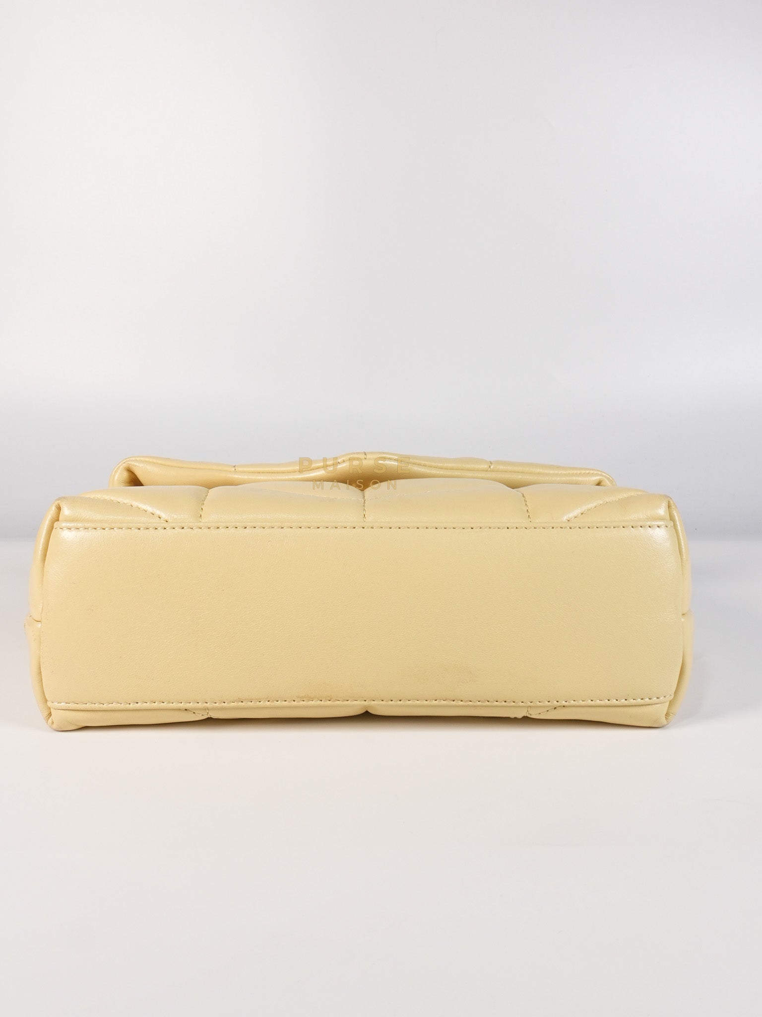Puffer Mini Bag in Light Yellow Lambskin Leather and Gold Hardware | Purse Maison Luxury Bags Shop