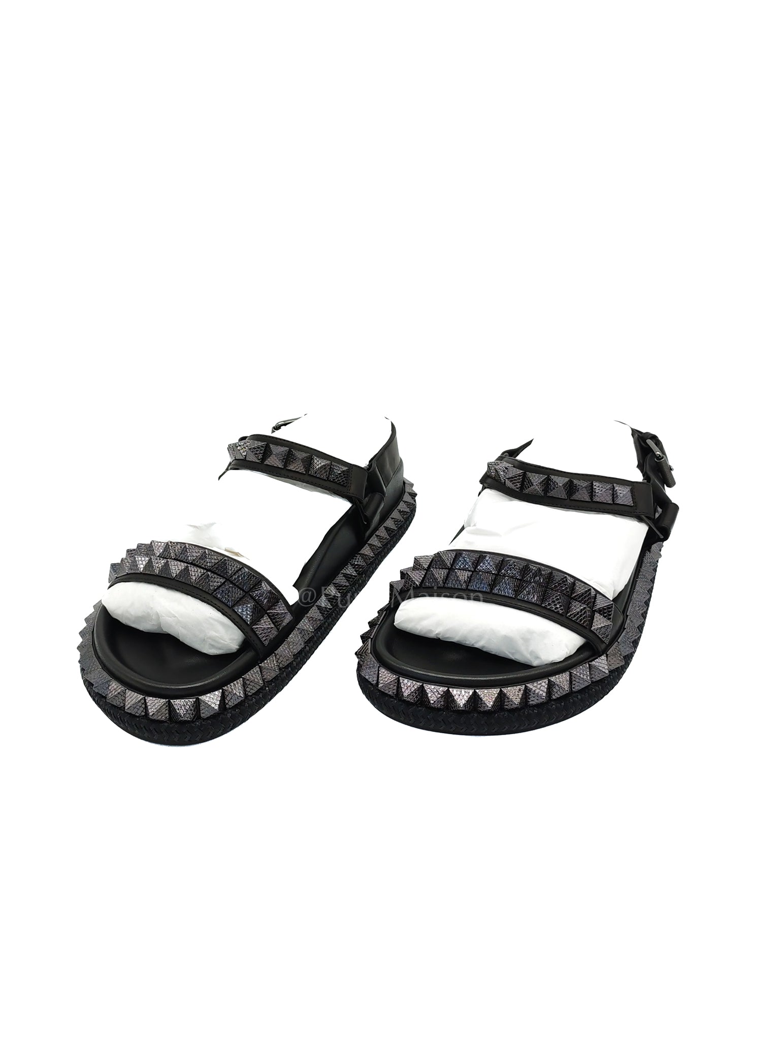 Pyrabizz Black Stud Sandals Size 37.5 EU (23.5cm) | Purse Maison Luxury Bags Shop