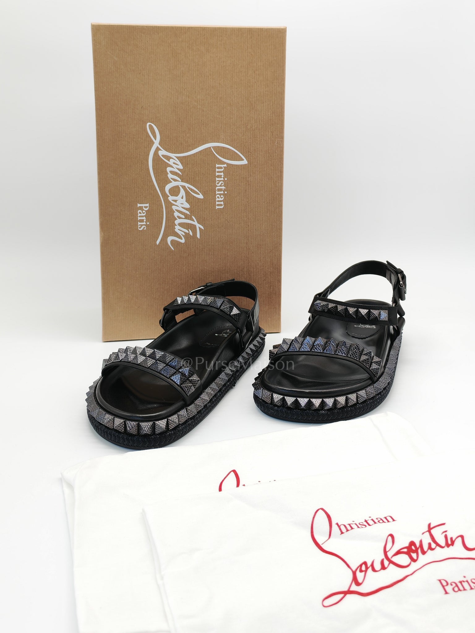 Pyrabizz Black Stud Sandals Size 38EU (24cm) | Purse Maison Luxury Bags Shop