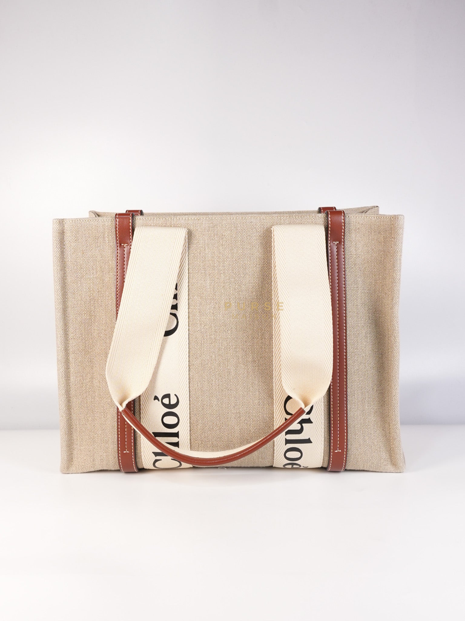 Woody Canvas & Calf Leather Tote Bag Medium
