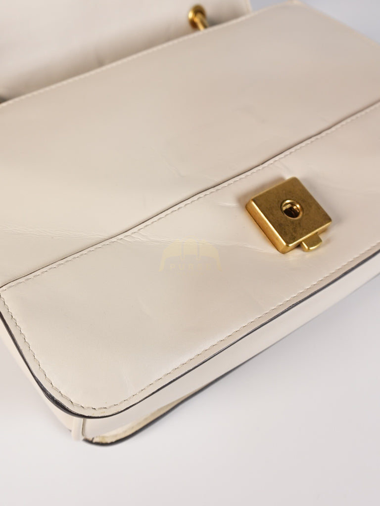 Queen Margaret Flap Bag in Off-White Calfskin Leather | Purse Maison Luxury Bags Shop