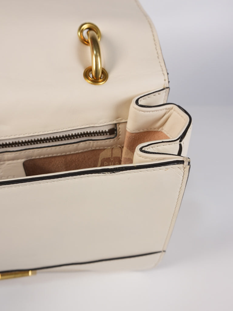 Queen Margaret Flap Bag in Off-White Calfskin Leather | Purse Maison Luxury Bags Shop