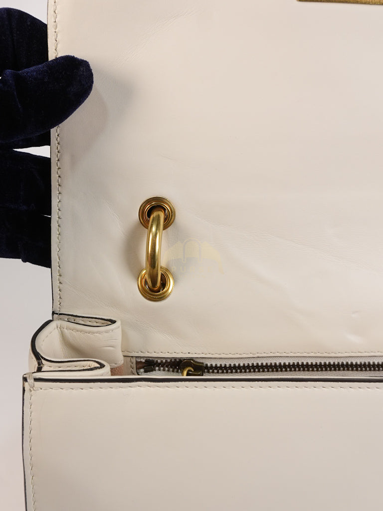 Queen Margaret Flap Bag in Off-White Calfskin Leather | Purse Maison Luxury Bags Shop