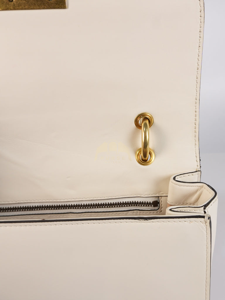 Queen Margaret Flap Bag in Off-White Calfskin Leather | Purse Maison Luxury Bags Shop