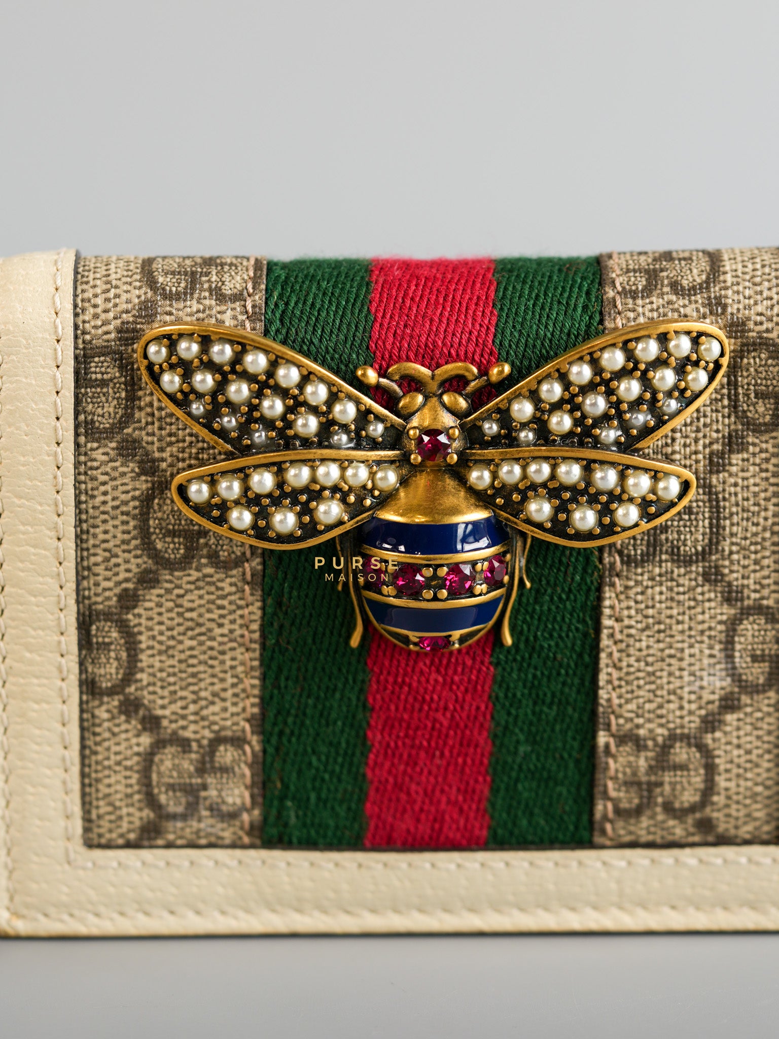 Queen Margaret Monogram Web Canvas Wallet | Purse Maison Luxury Bags Shop