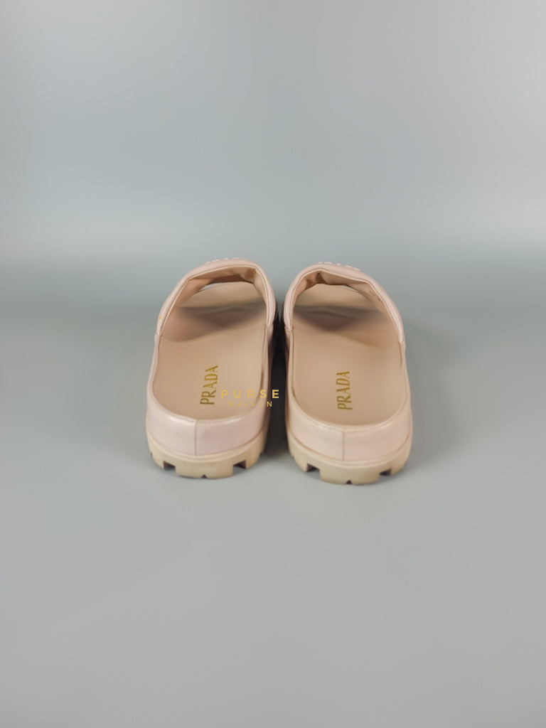 Quilted Nappa Leather Women's Slides in Beige Size 39 Eu (24.5 cm) | Purse Maison Luxury Bags Shop