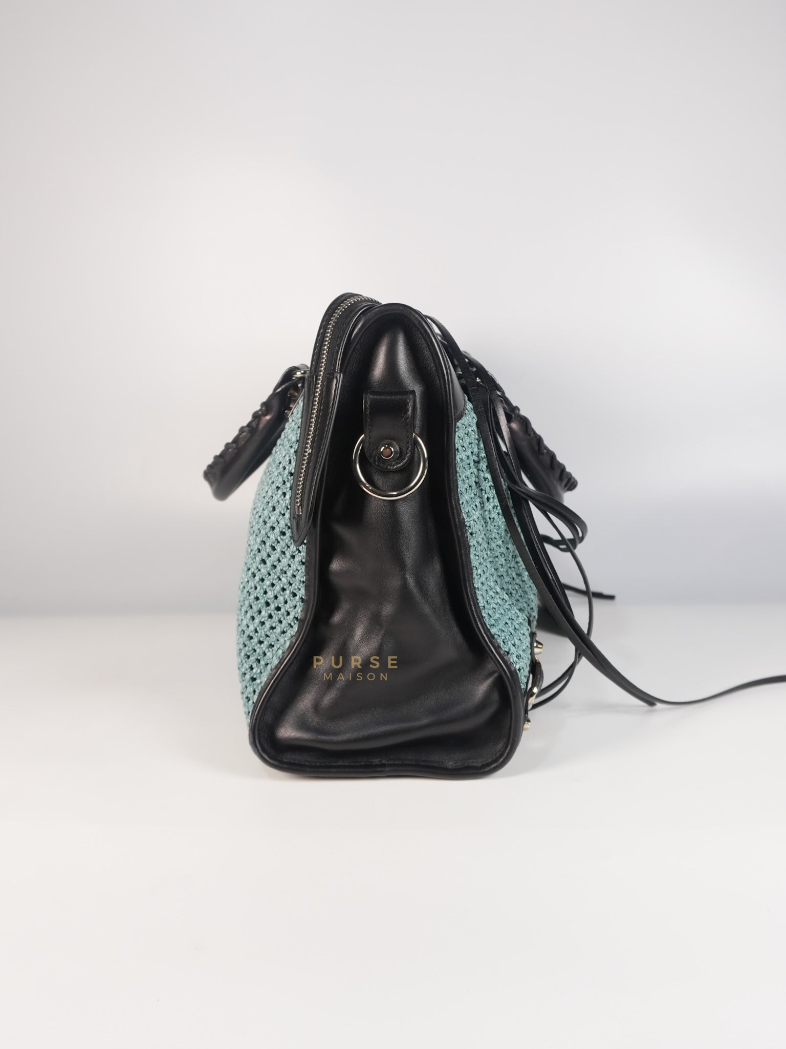 Raffia Bicolor City Medium Metallic Shoulder Bag | Purse Maison Luxury Bags Shop