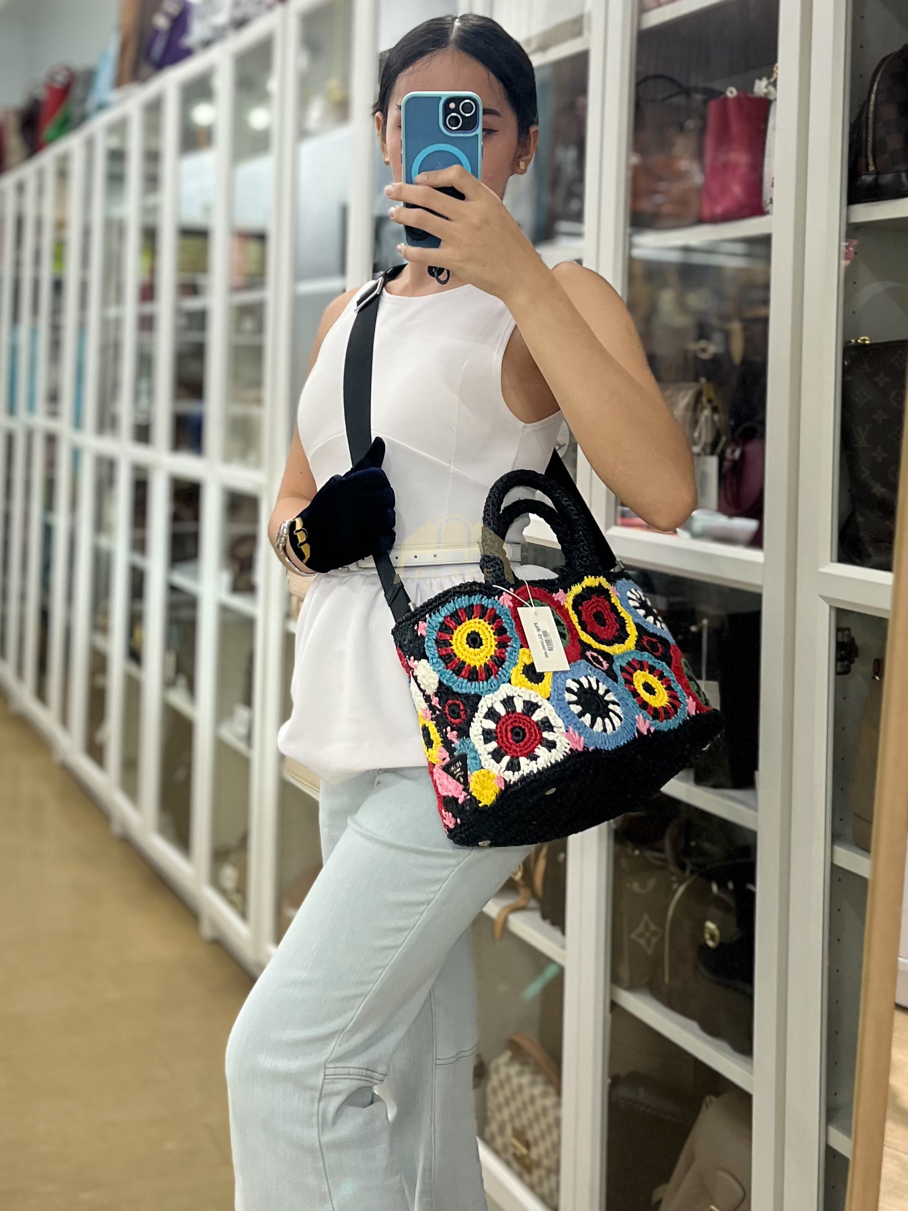 Raffia Circle Multicolour Tote Bag | Purse Maison Luxury Bags Shop