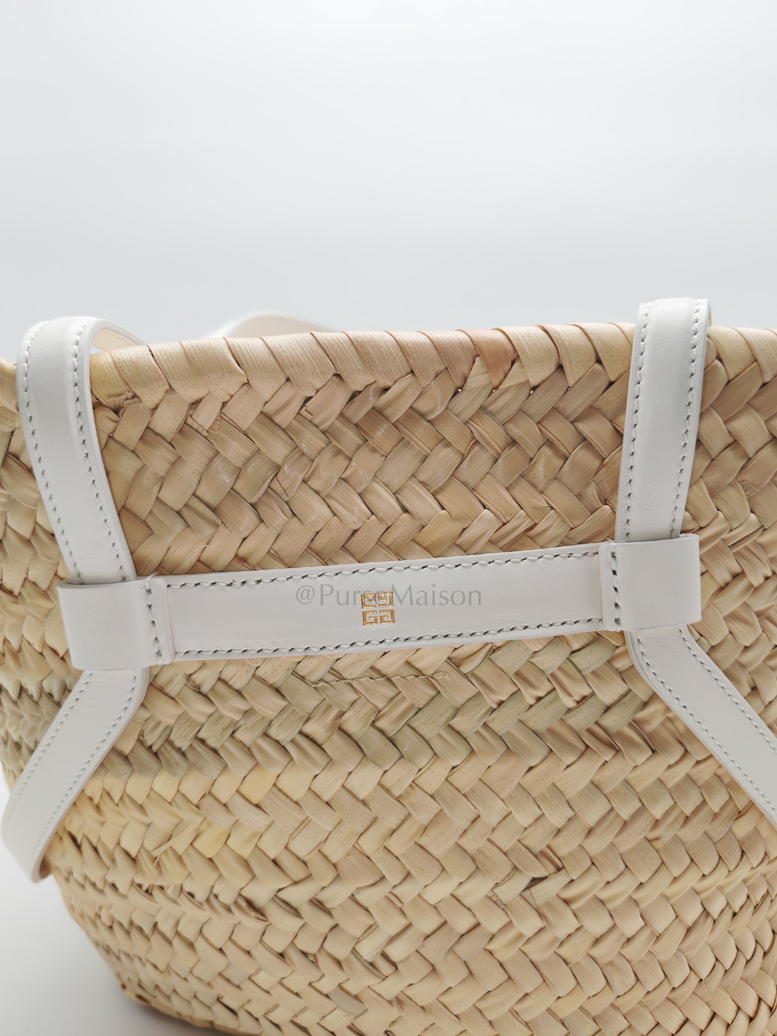 Raffia Voyou in White Leather Strap Basket Bag | Purse Maison Luxury Bags Shop