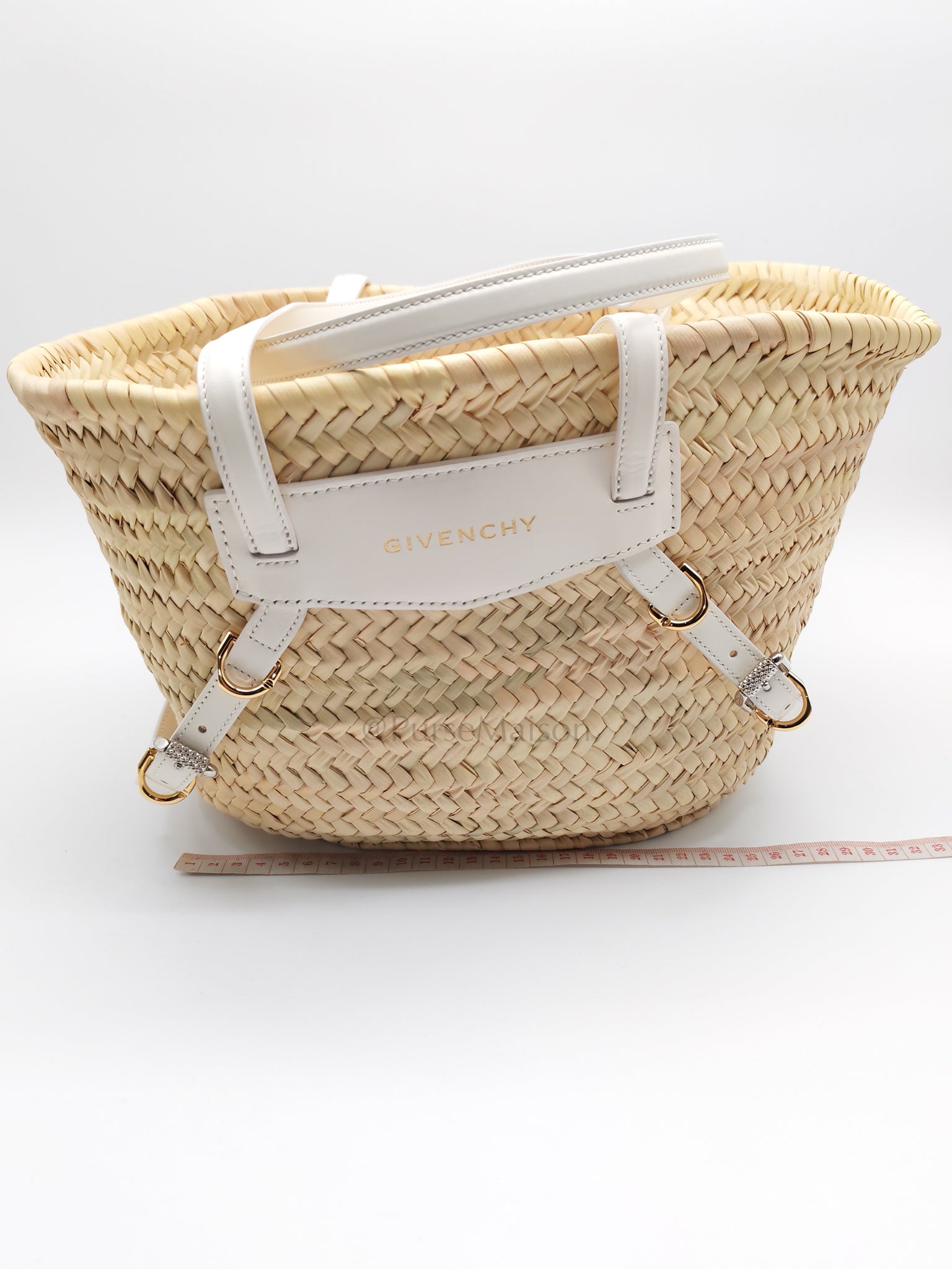 Raffia Voyou in White Leather Strap Basket Bag | Purse Maison Luxury Bags Shop
