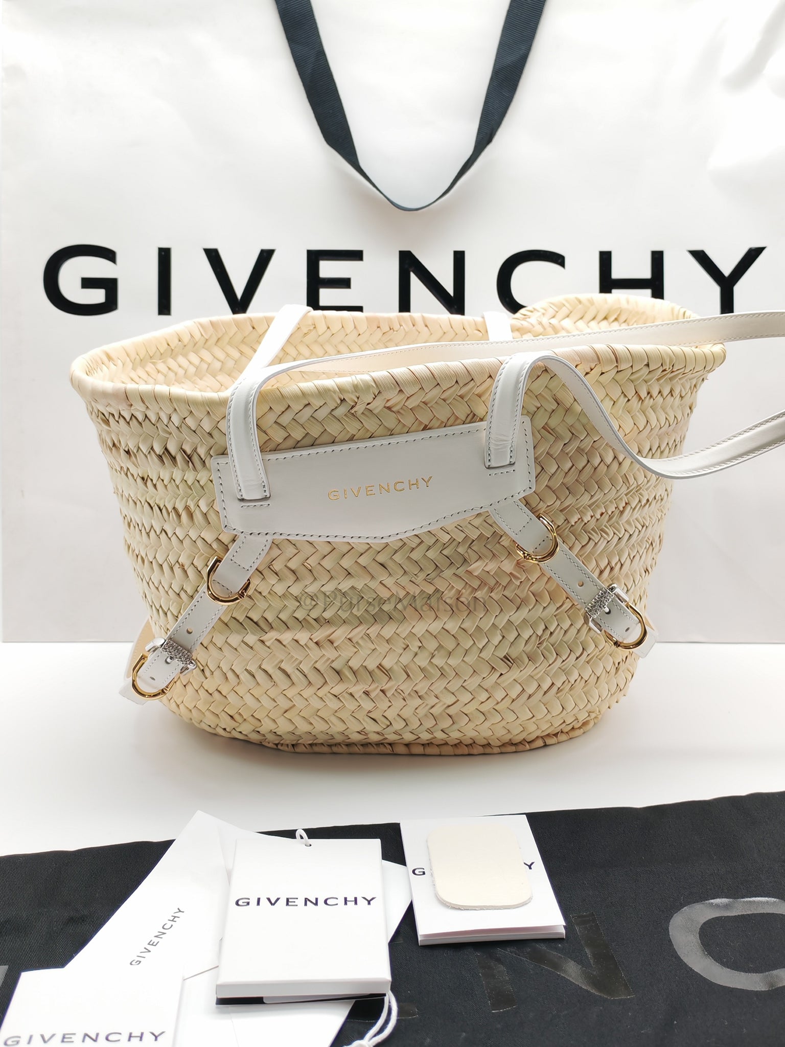 Raffia Voyou in White Leather Strap Basket Bag | Purse Maison Luxury Bags Shop