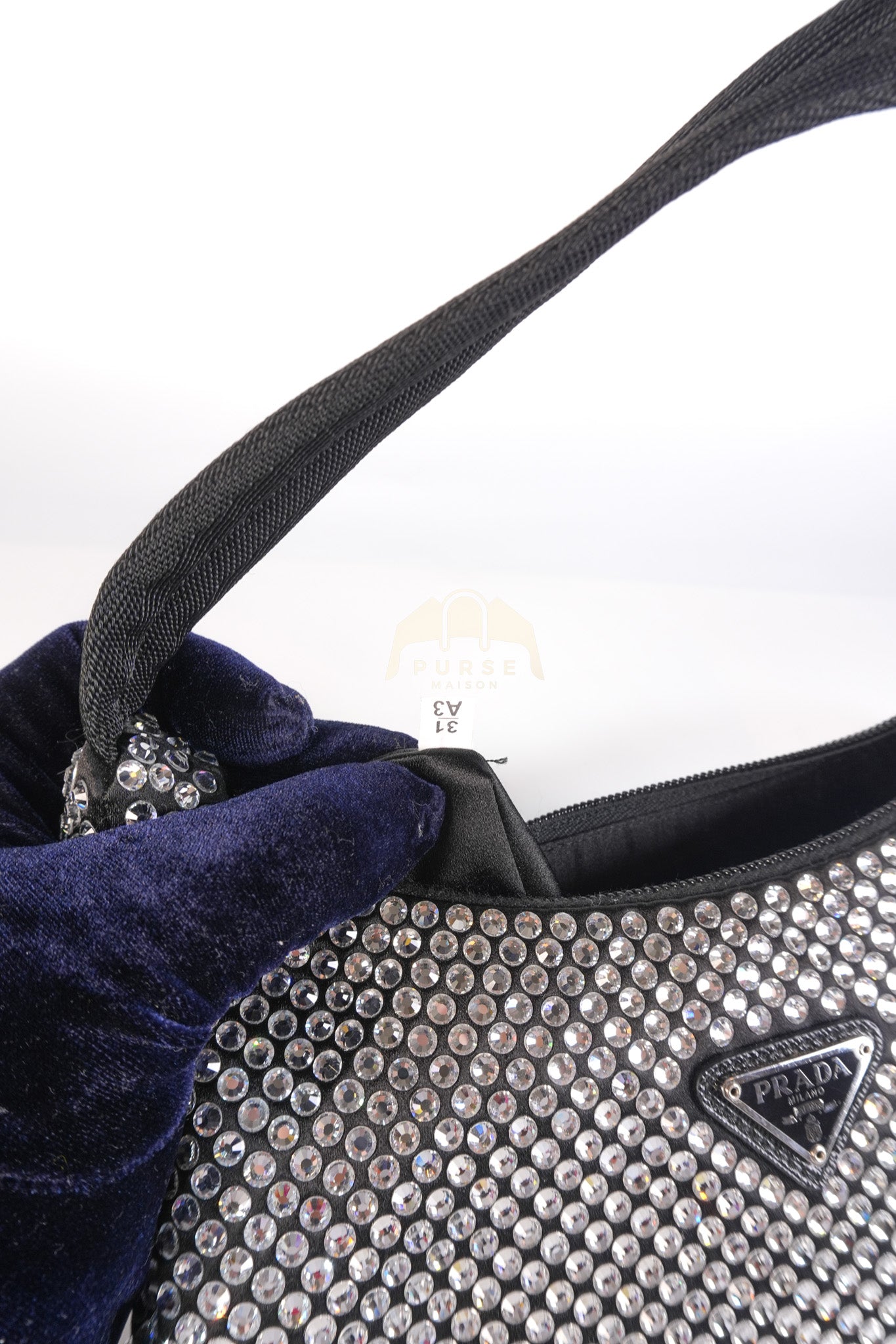 Re-Edition 2000 Black Nylon with Crystals Shoulder Bag | Purse Maison Luxury Bags Shop