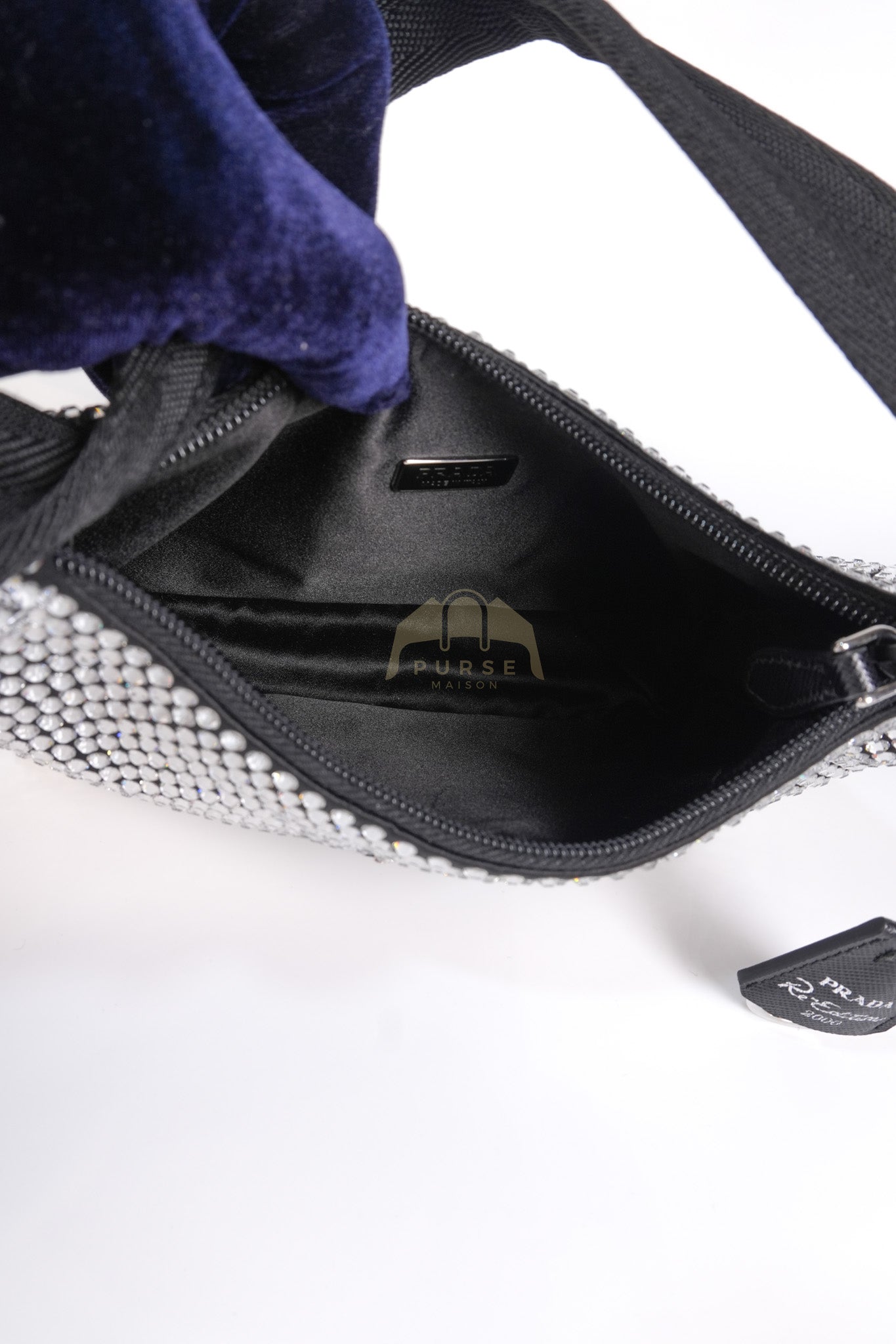 Re-Edition 2000 Black Nylon with Crystals Shoulder Bag | Purse Maison Luxury Bags Shop