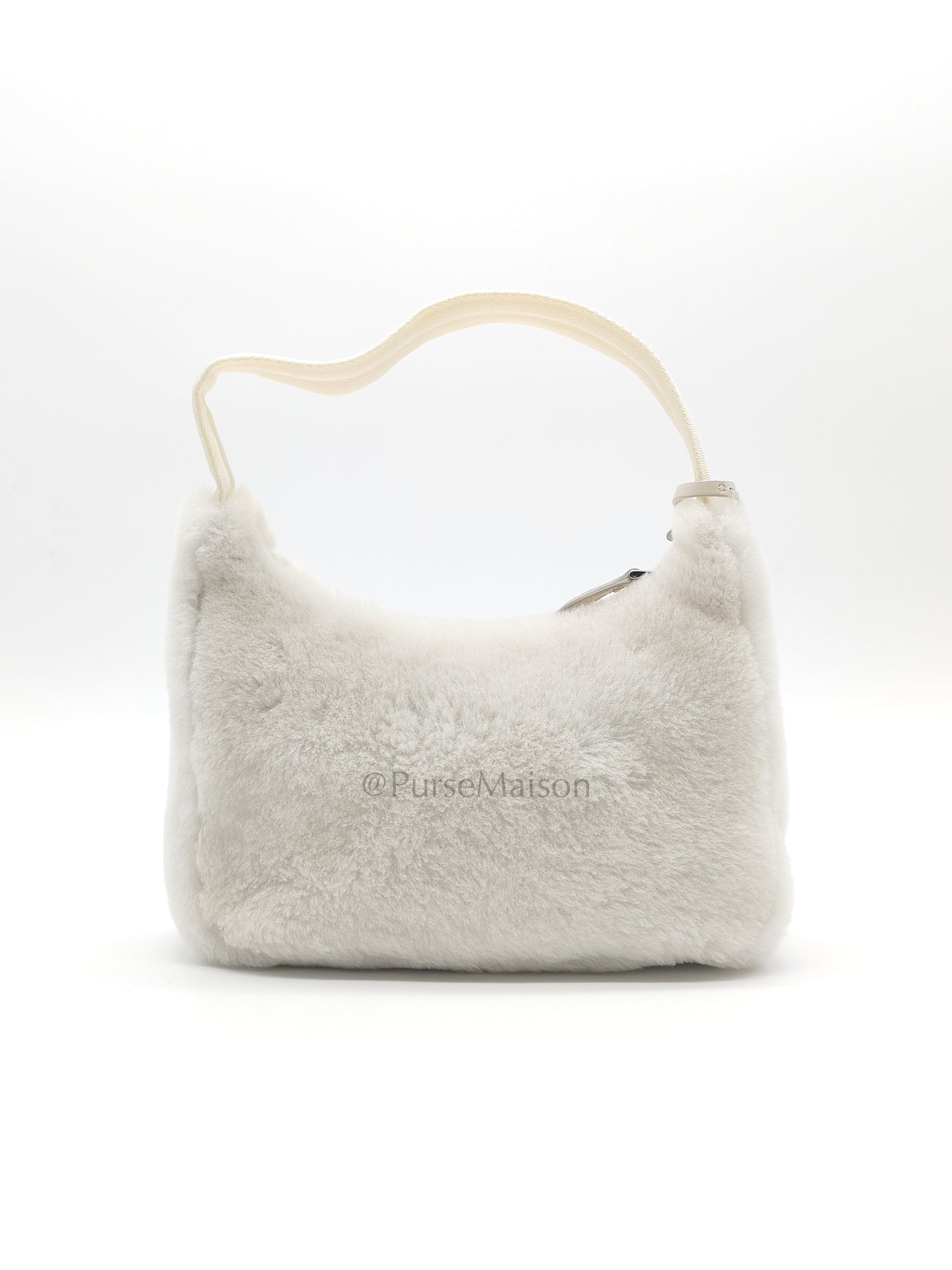 Re-edition 2000 Shearling in Off-White Wool Shoulder Bag | Purse Maison Luxury Bags Shop