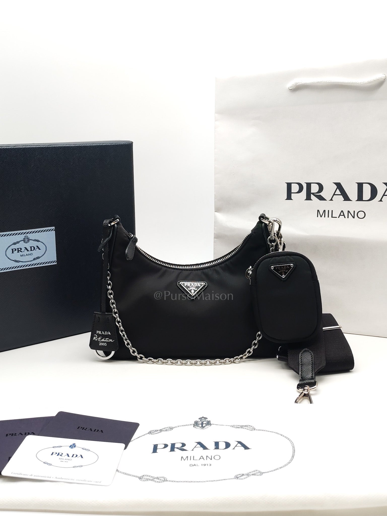 Re-Edition 2005 in Black Nylon Shoulder Bag | Purse Maison Luxury Bags Shop