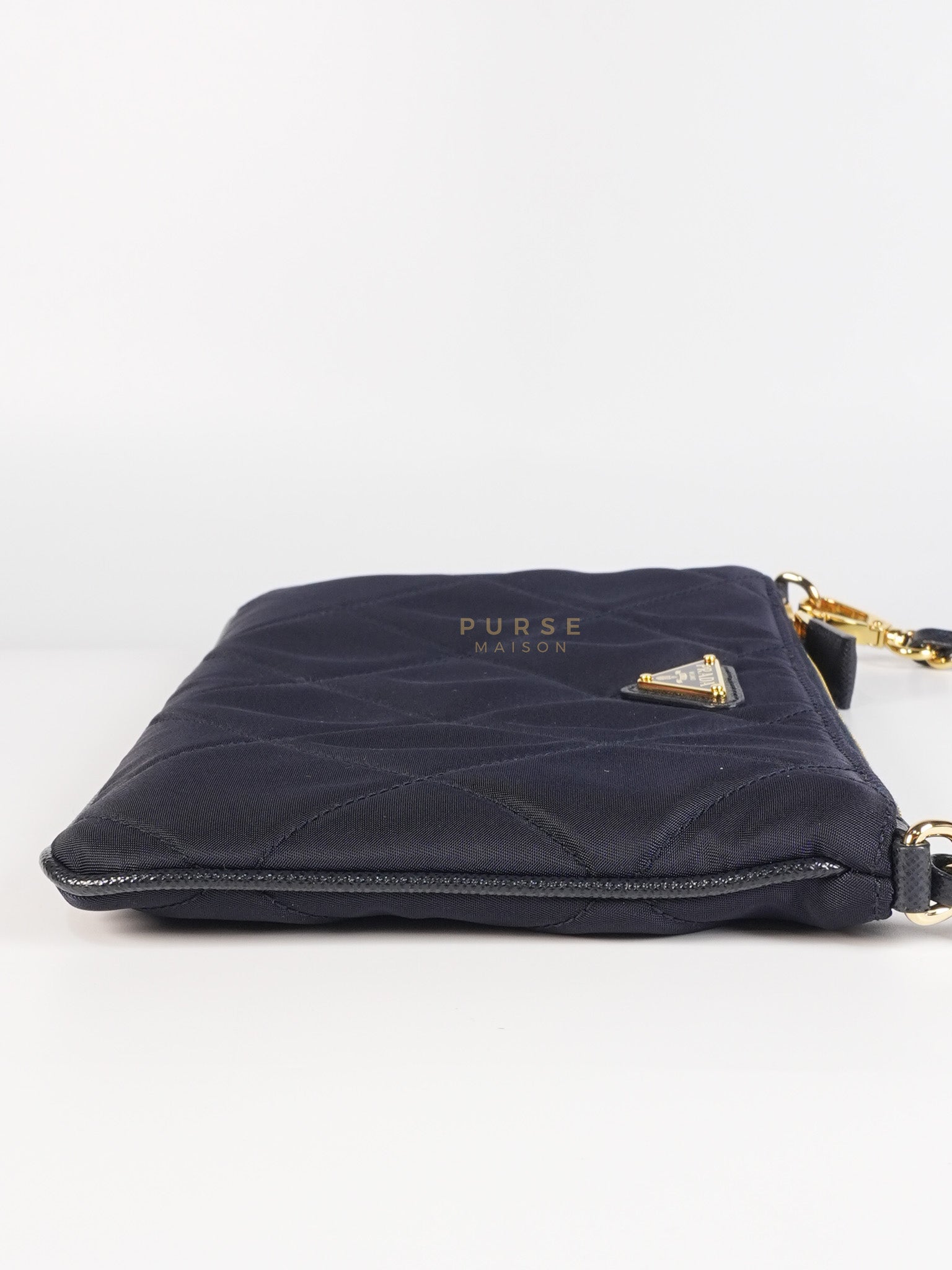 Re-Nylon Black Quilted Chain Pouch | Purse Maison Luxury Bags Shop