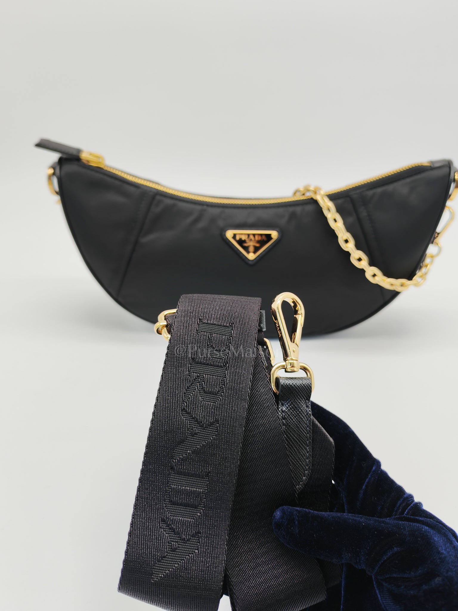 Re-Nylon Demi Lune Bandoliera Crossbody Bag | Purse Maison Luxury Bags Shop