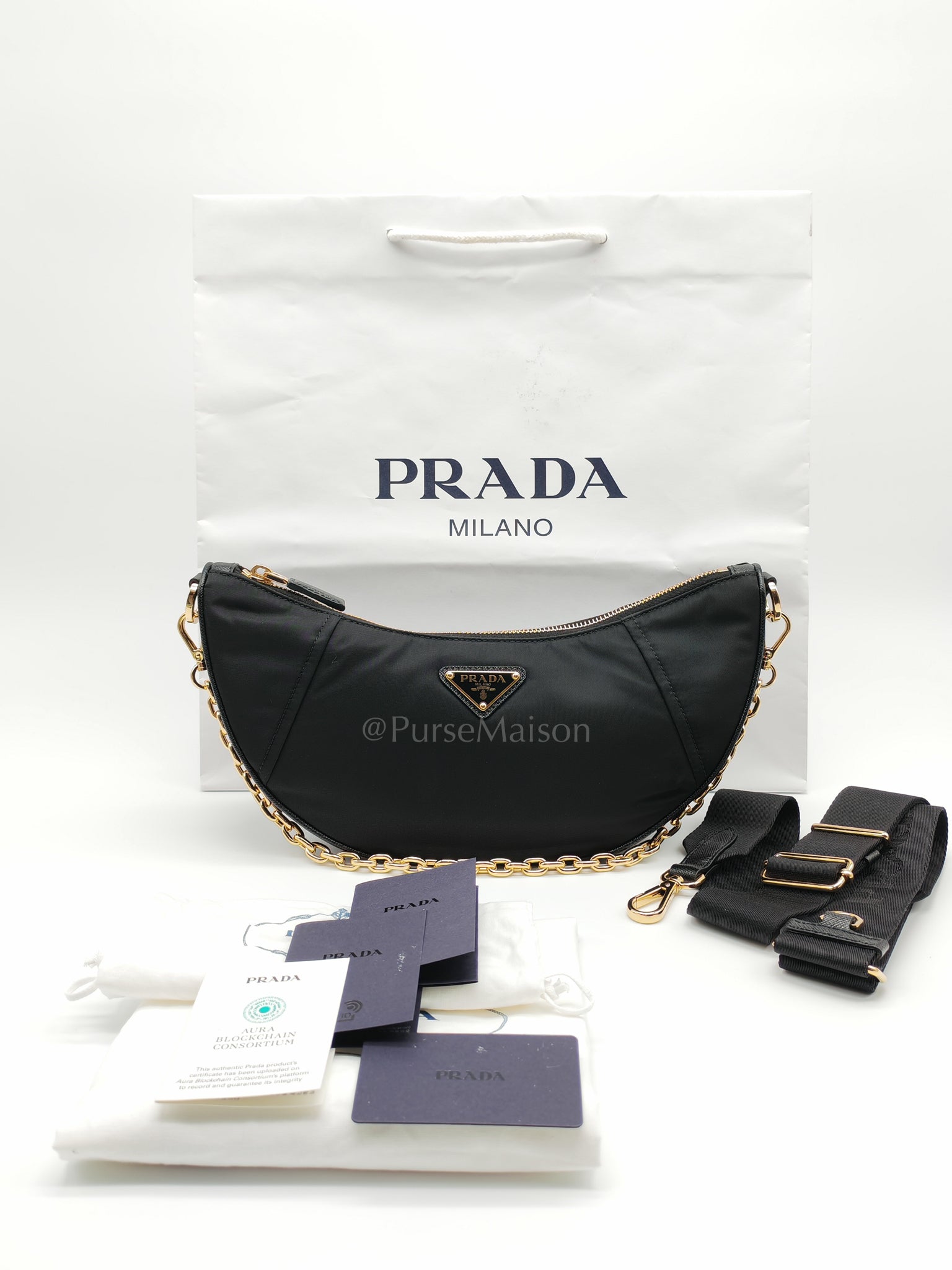 Re-Nylon Demi Lune Bandoliera Crossbody Bag | Purse Maison Luxury Bags Shop