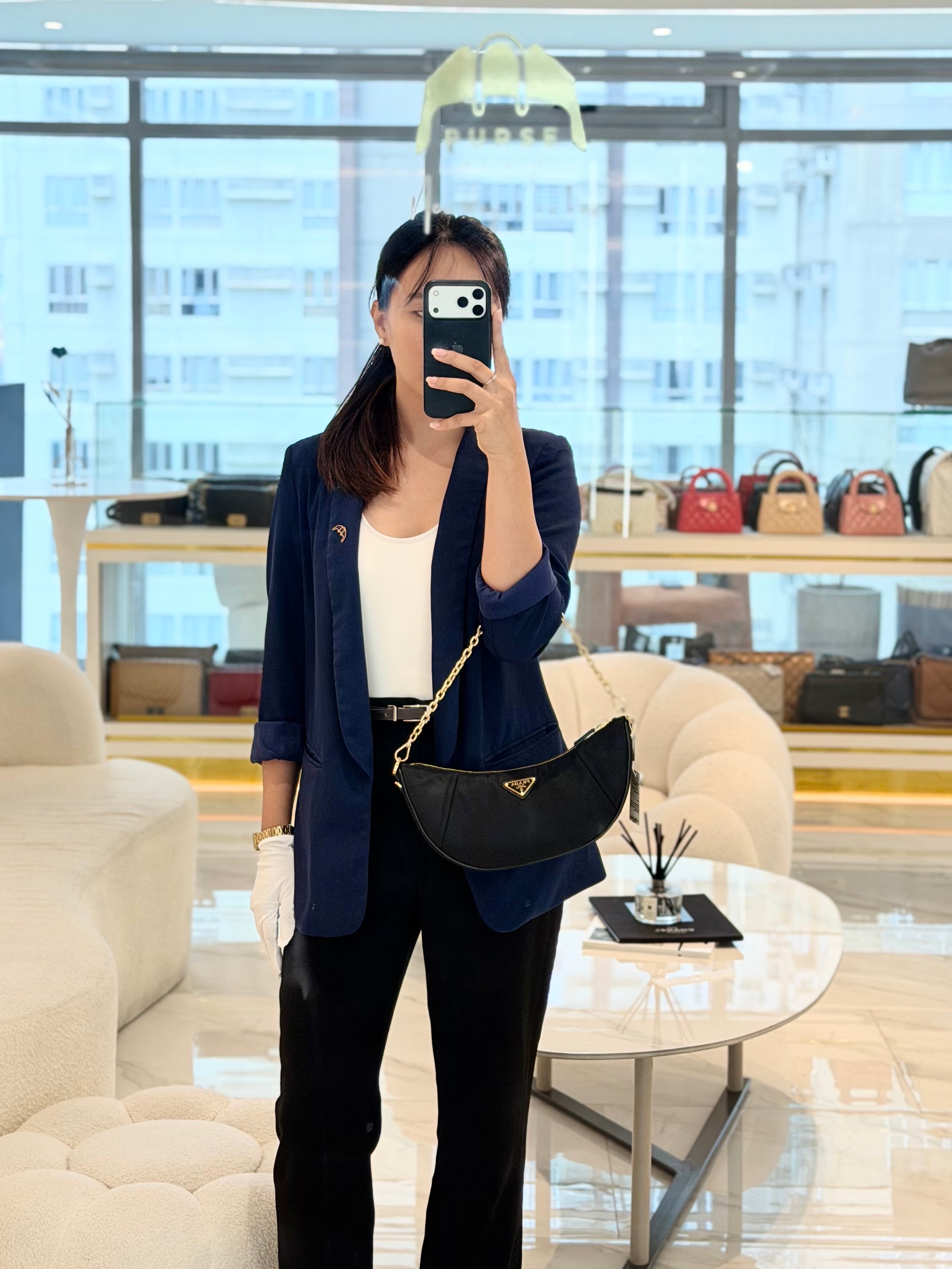 Re-Nylon Demi Lune Bandoliera Crossbody Bag | Purse Maison Luxury Bags Shop