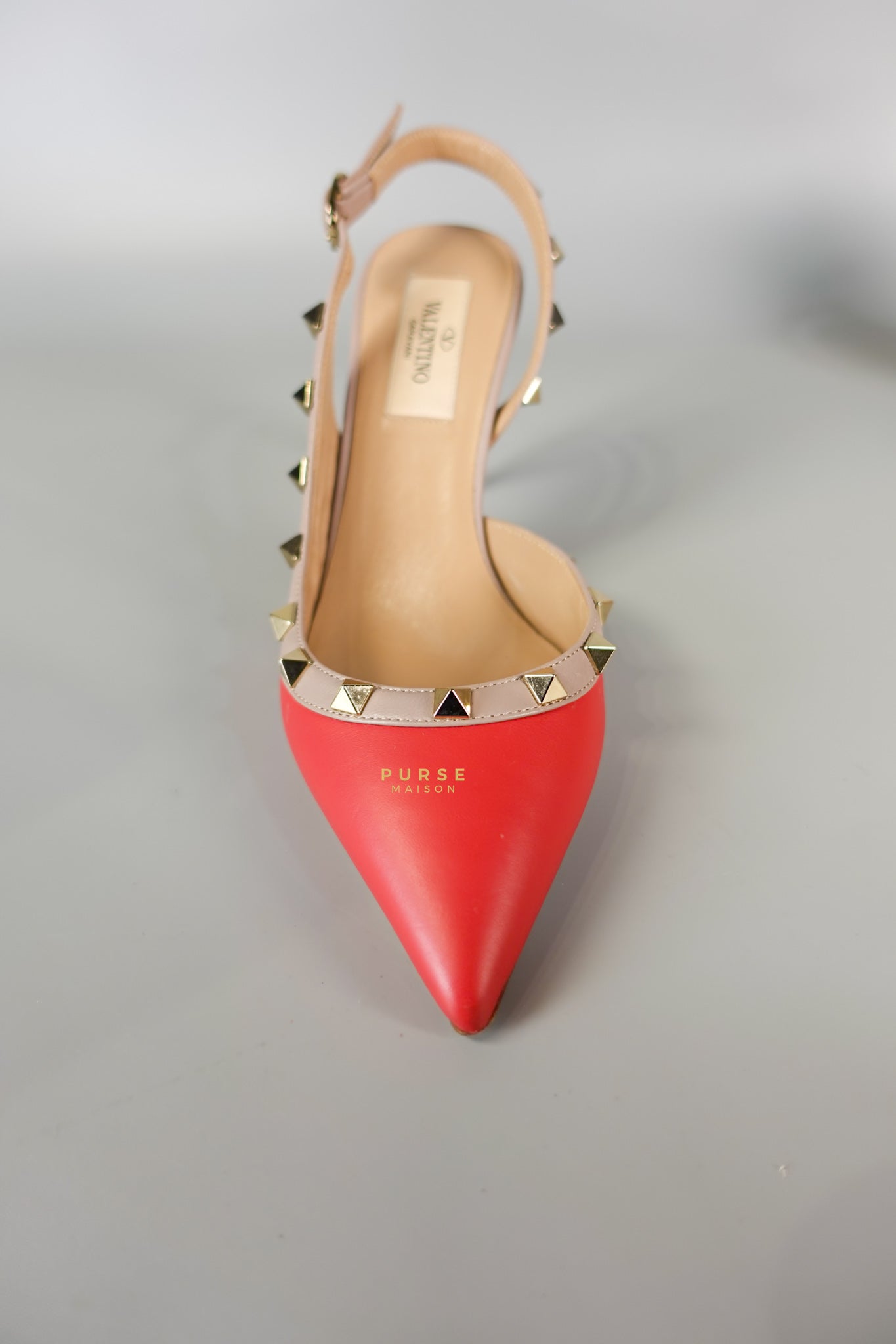 Red Leather Rockstud Slingback Pumps (Size 36EU 22.7cm) | Purse Maison Luxury Bags Shop