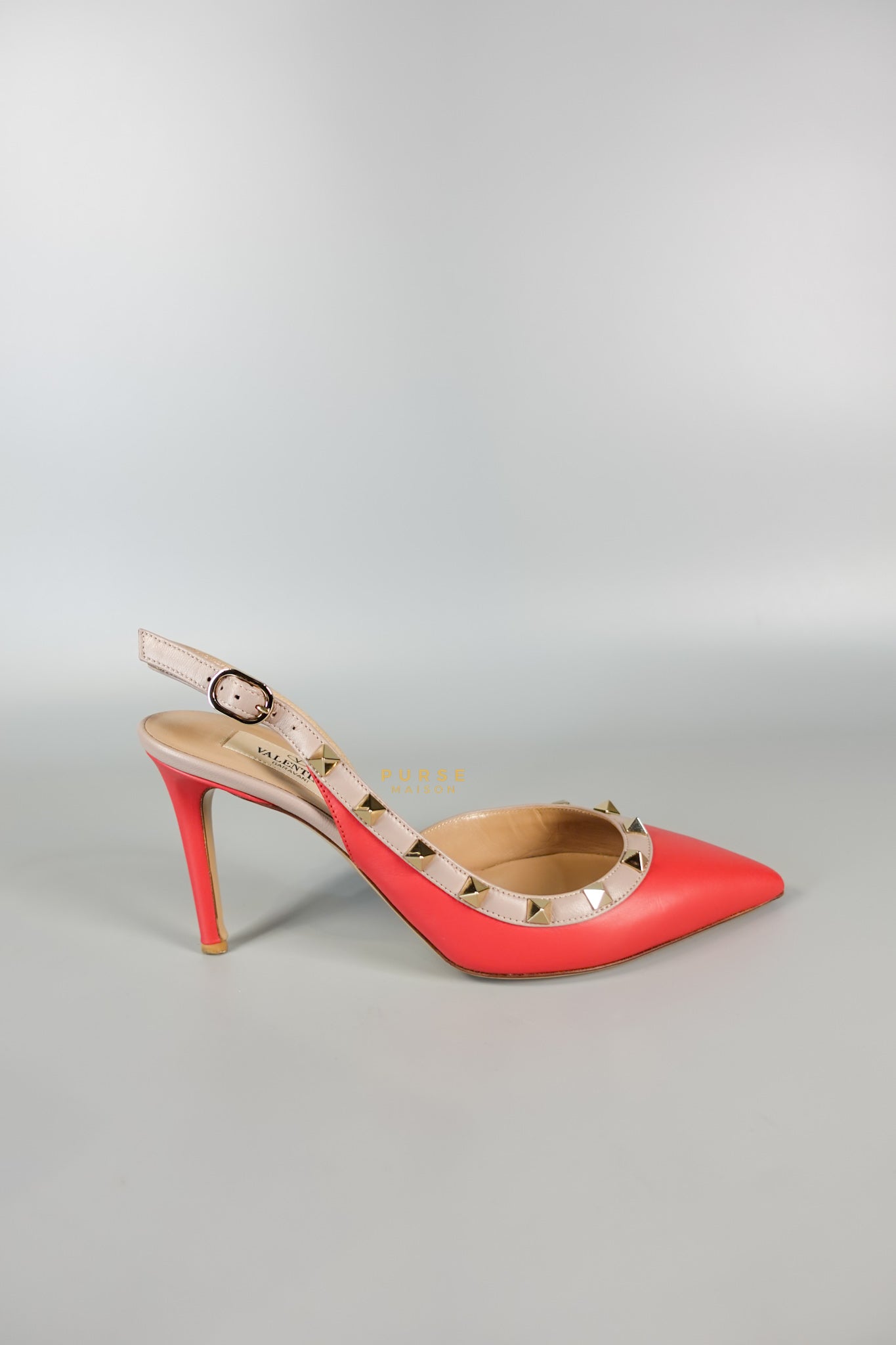 Red Leather Rockstud Slingback Pumps (Size 36EU 22.7cm) | Purse Maison Luxury Bags Shop