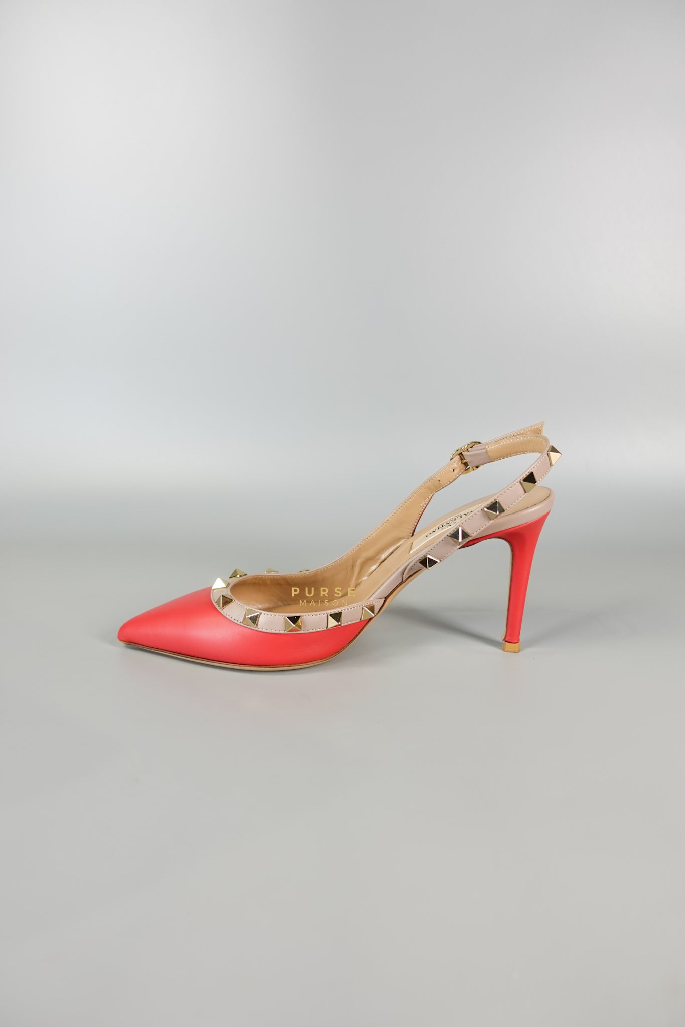 Red Leather Rockstud Slingback Pumps (Size 36EU 22.7cm) | Purse Maison Luxury Bags Shop