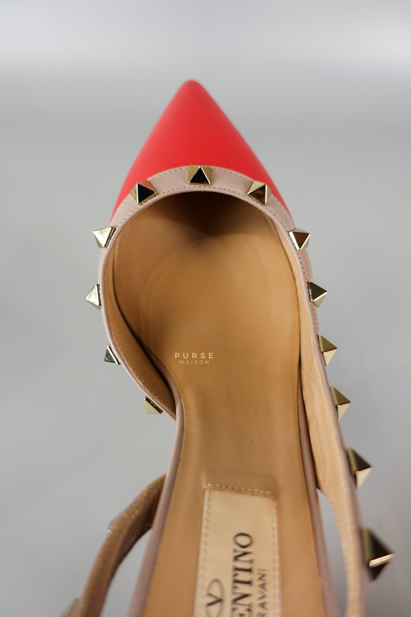 Red Leather Rockstud Slingback Pumps (Size 36EU 22.7cm) | Purse Maison Luxury Bags Shop