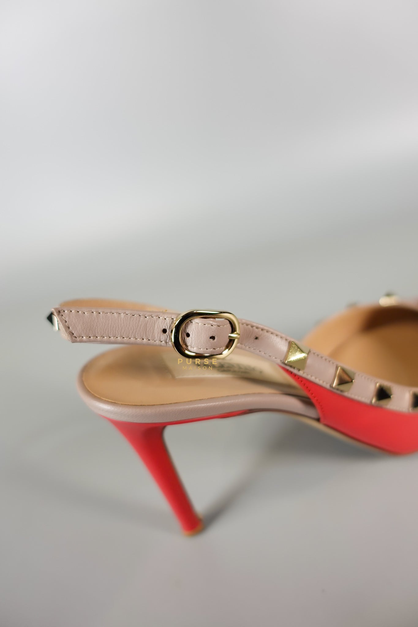 Red Leather Rockstud Slingback Pumps (Size 36EU 22.7cm) | Purse Maison Luxury Bags Shop