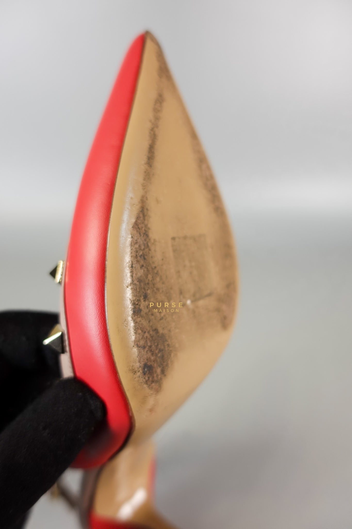 Red Leather Rockstud Slingback Pumps (Size 36EU 22.7cm) | Purse Maison Luxury Bags Shop