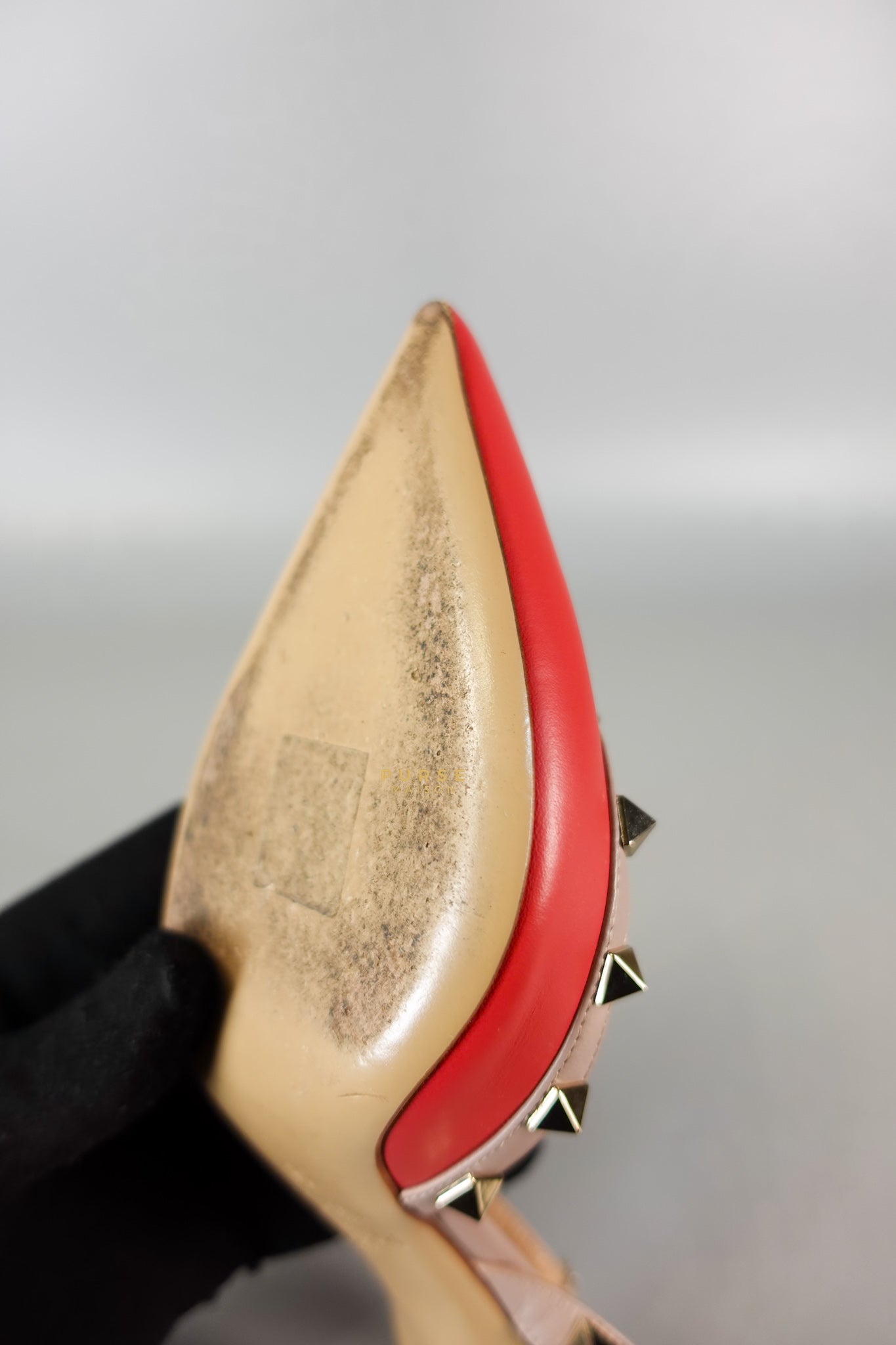 Red Leather Rockstud Slingback Pumps (Size 36EU 22.7cm) | Purse Maison Luxury Bags Shop