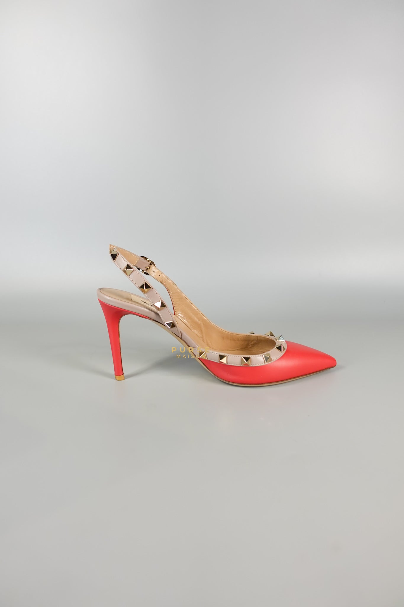 Red Leather Rockstud Slingback Pumps (Size 36EU 22.7cm) | Purse Maison Luxury Bags Shop