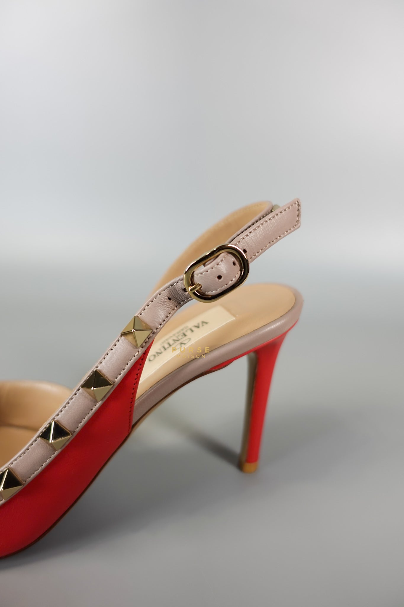 Red Leather Rockstud Slingback Pumps (Size 36EU 22.7cm) | Purse Maison Luxury Bags Shop