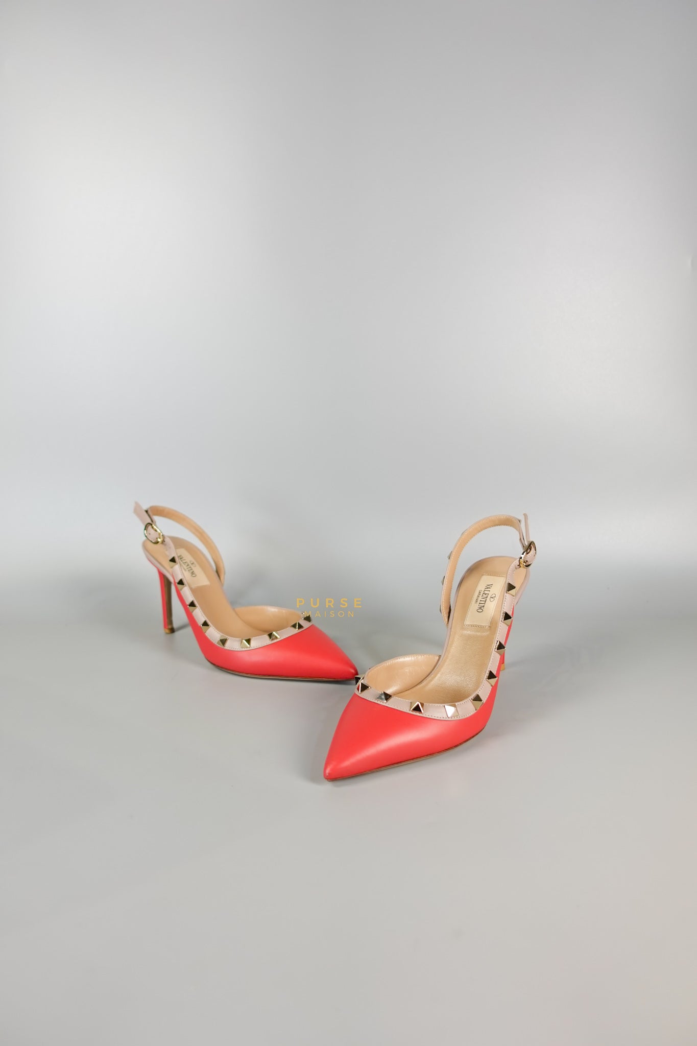 Red Leather Rockstud Slingback Pumps (Size 36EU 22.7cm) | Purse Maison Luxury Bags Shop