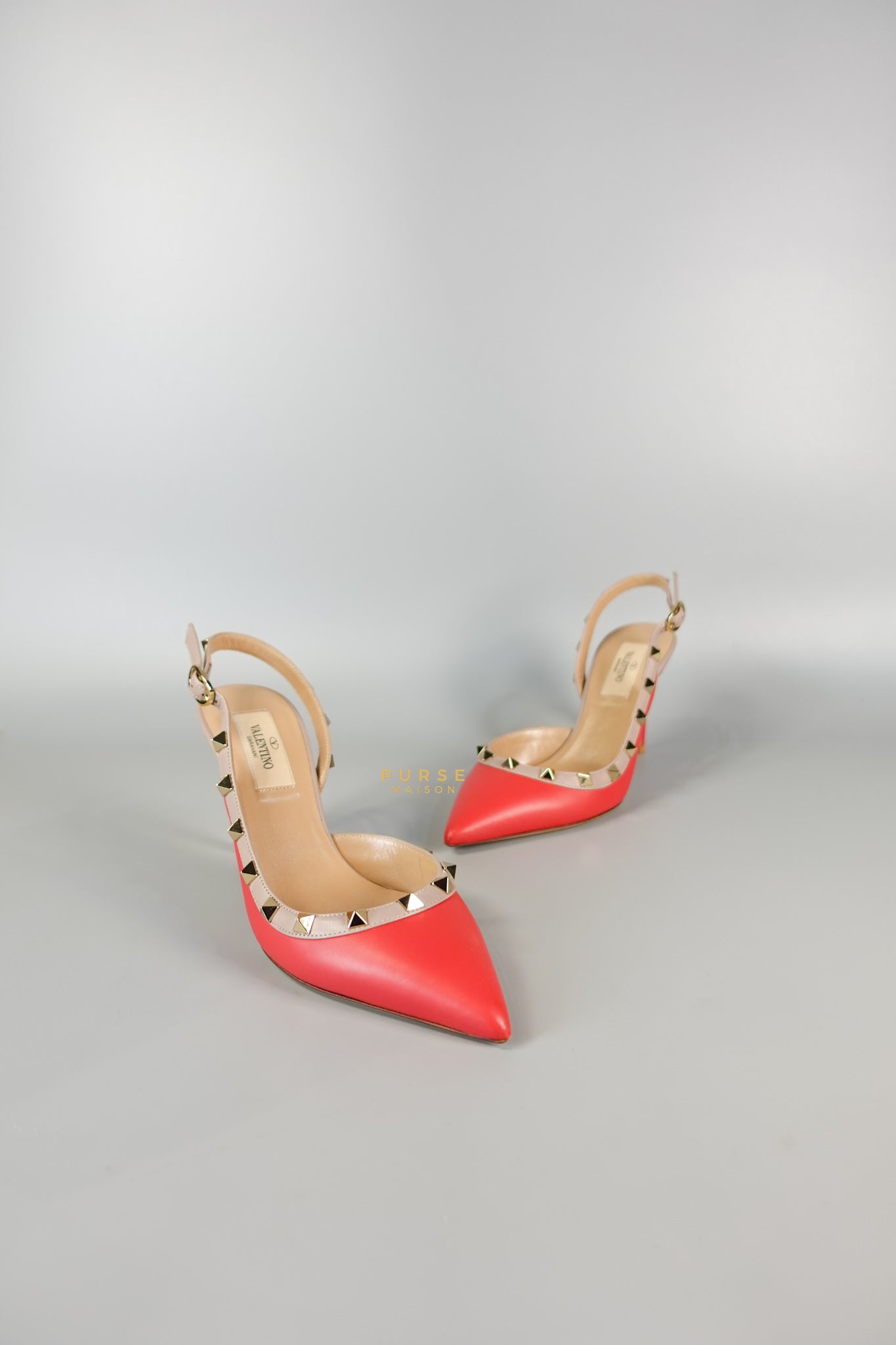 Red Leather Rockstud Slingback Pumps (Size 36EU 22.7cm) | Purse Maison Luxury Bags Shop