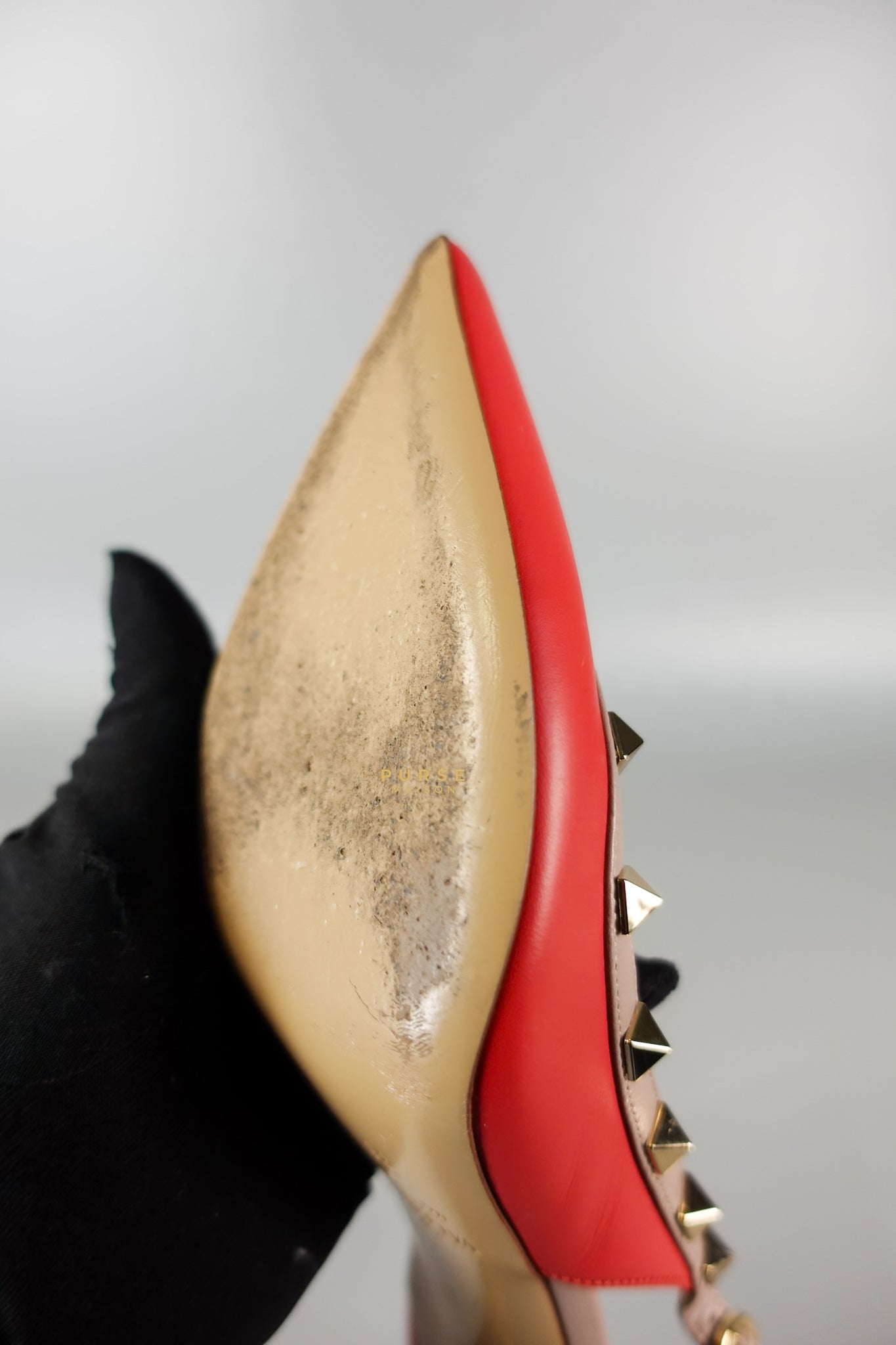 Red Leather Rockstud Slingback Pumps (Size 36EU 22.7cm) | Purse Maison Luxury Bags Shop