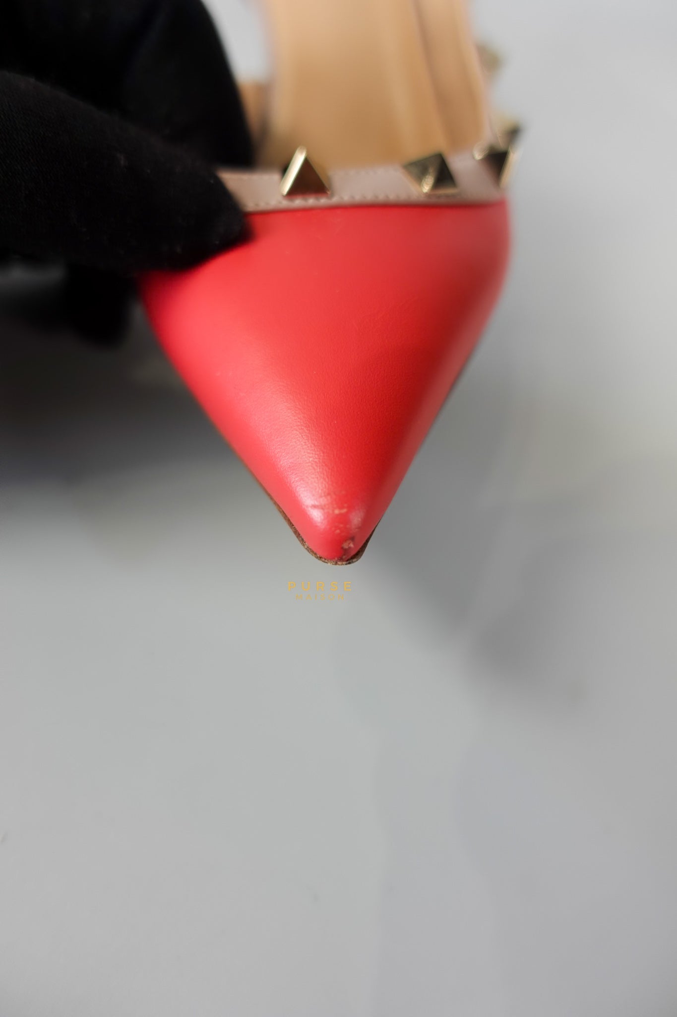 Red Leather Rockstud Slingback Pumps (Size 36EU 22.7cm) | Purse Maison Luxury Bags Shop