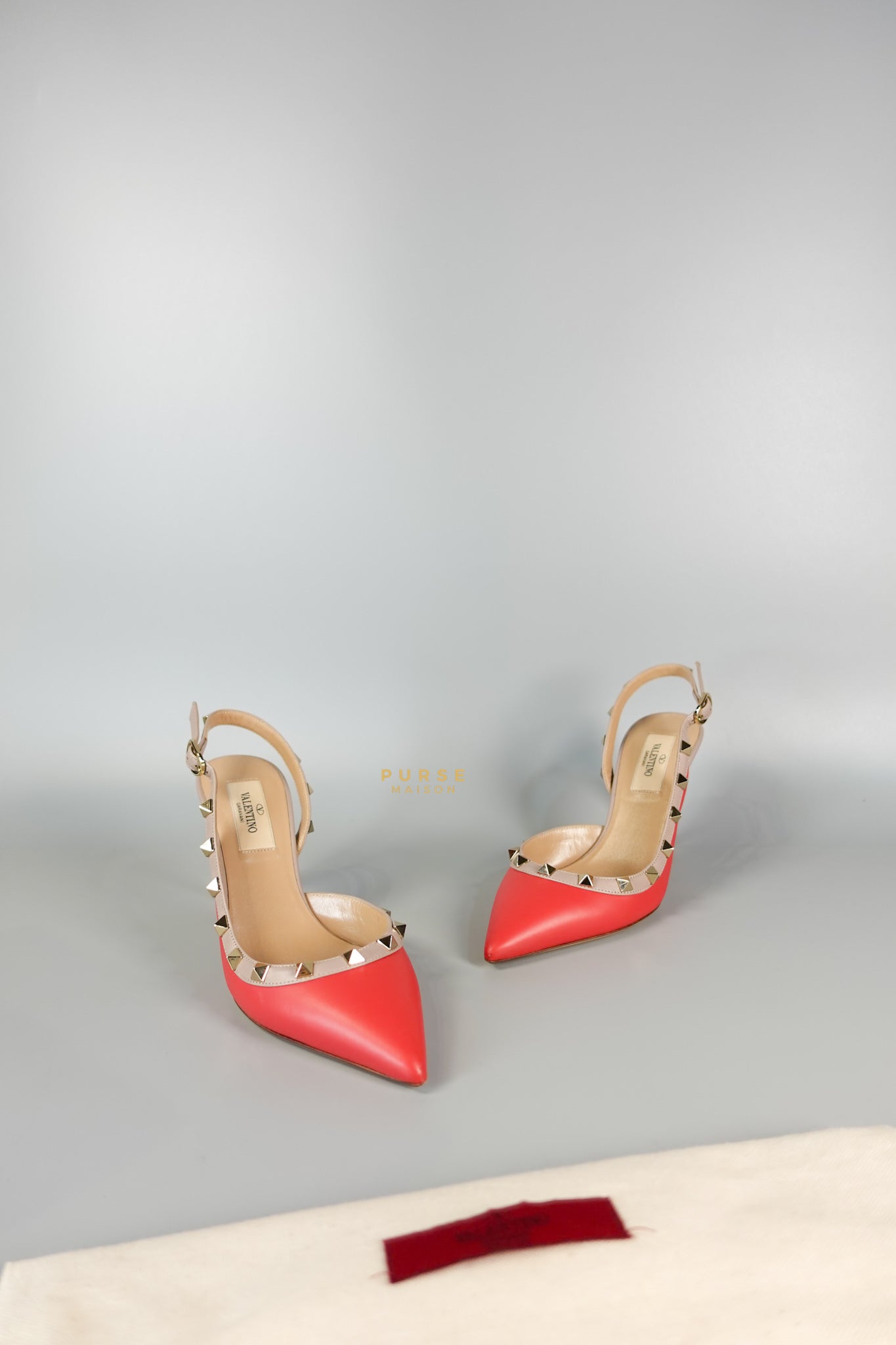 Red Leather Rockstud Slingback Pumps (Size 36EU 22.7cm) | Purse Maison Luxury Bags Shop