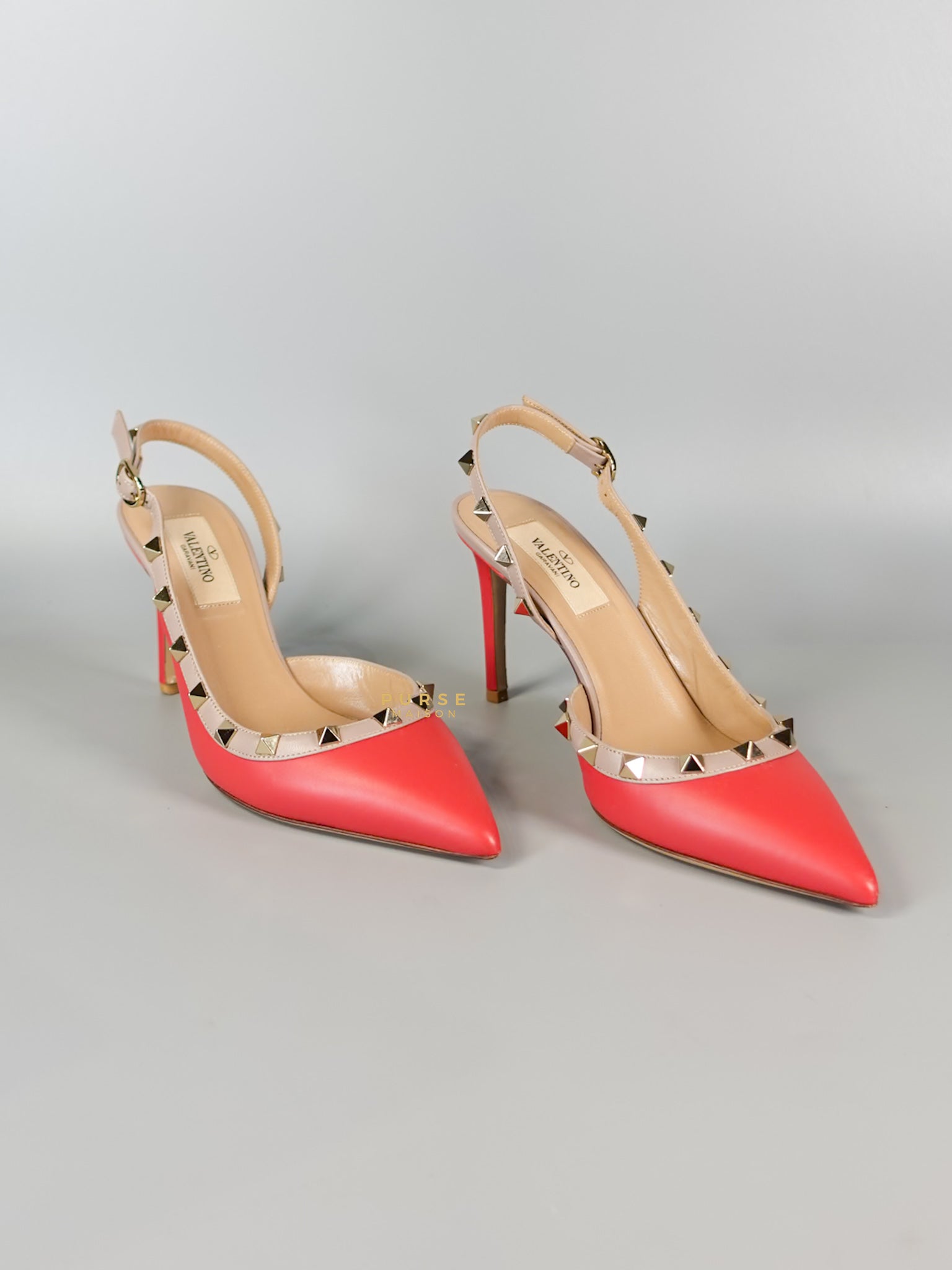 Red Leather Rockstud Slingback Pumps (Size 36EU 22.7cm) | Purse Maison Luxury Bags Shop