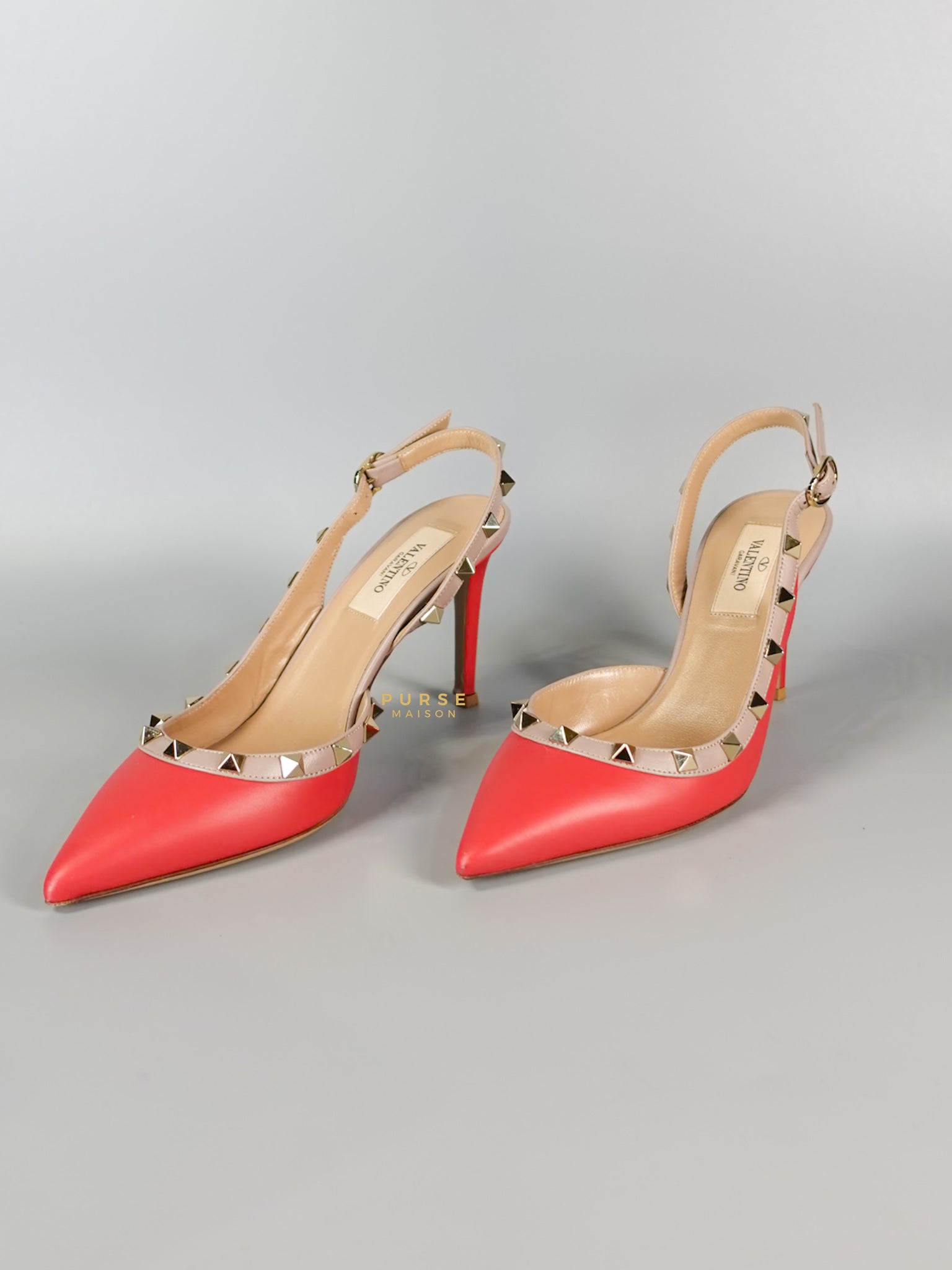 Red Leather Rockstud Slingback Pumps (Size 36EU 22.7cm) | Purse Maison Luxury Bags Shop