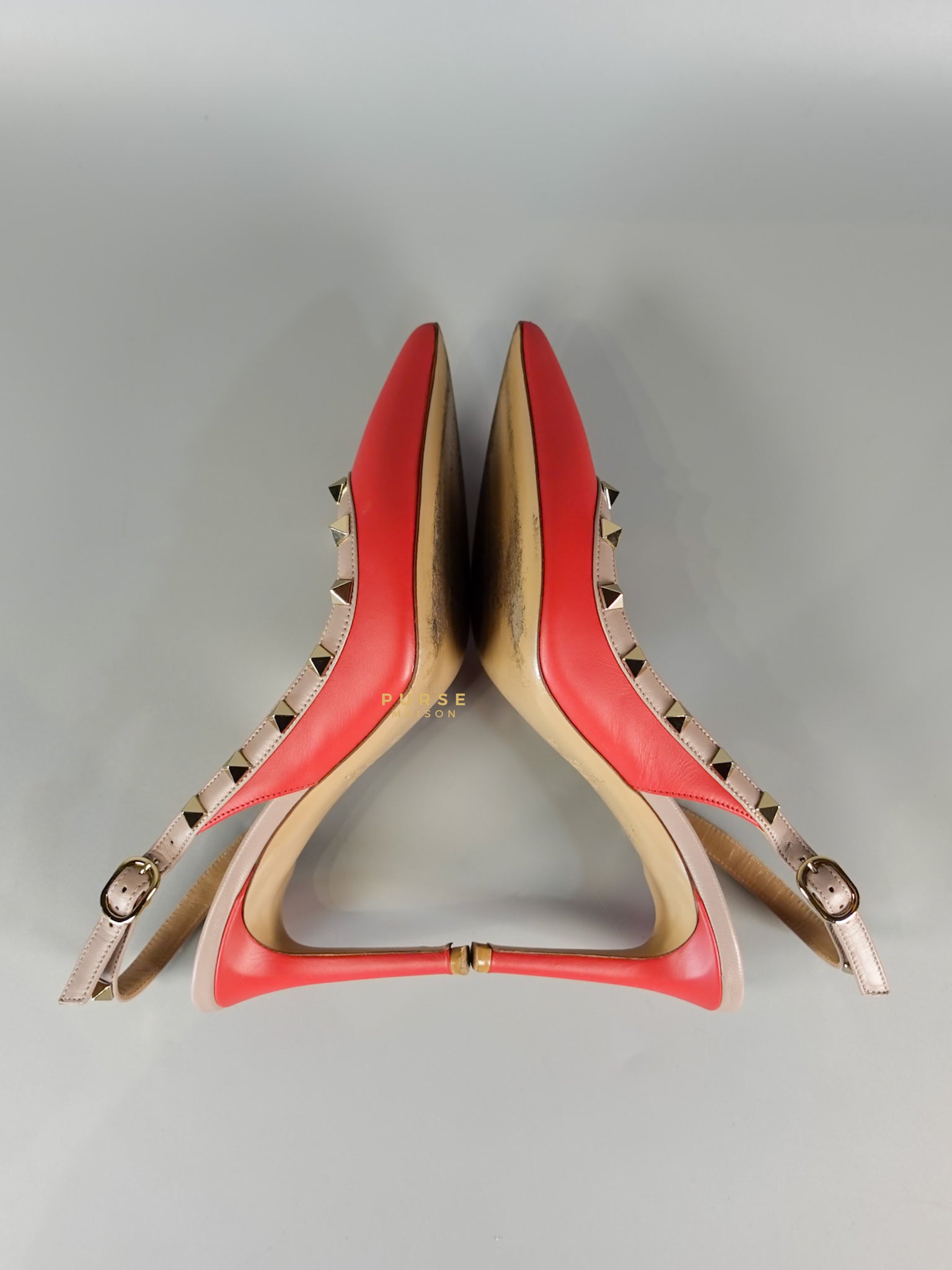 Red Leather Rockstud Slingback Pumps (Size 36EU 22.7cm) | Purse Maison Luxury Bags Shop