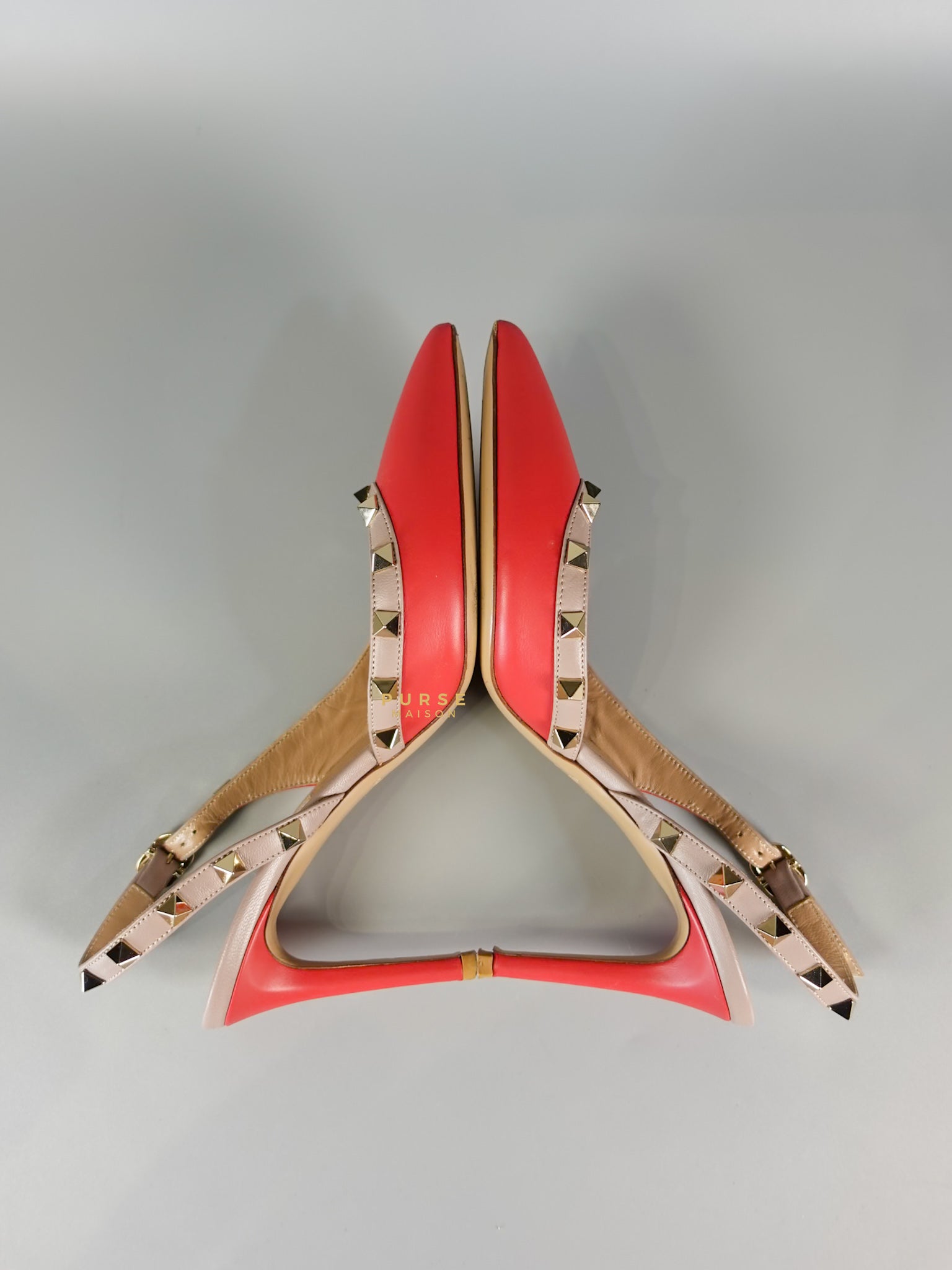 Red Leather Rockstud Slingback Pumps (Size 36EU 22.7cm) | Purse Maison Luxury Bags Shop