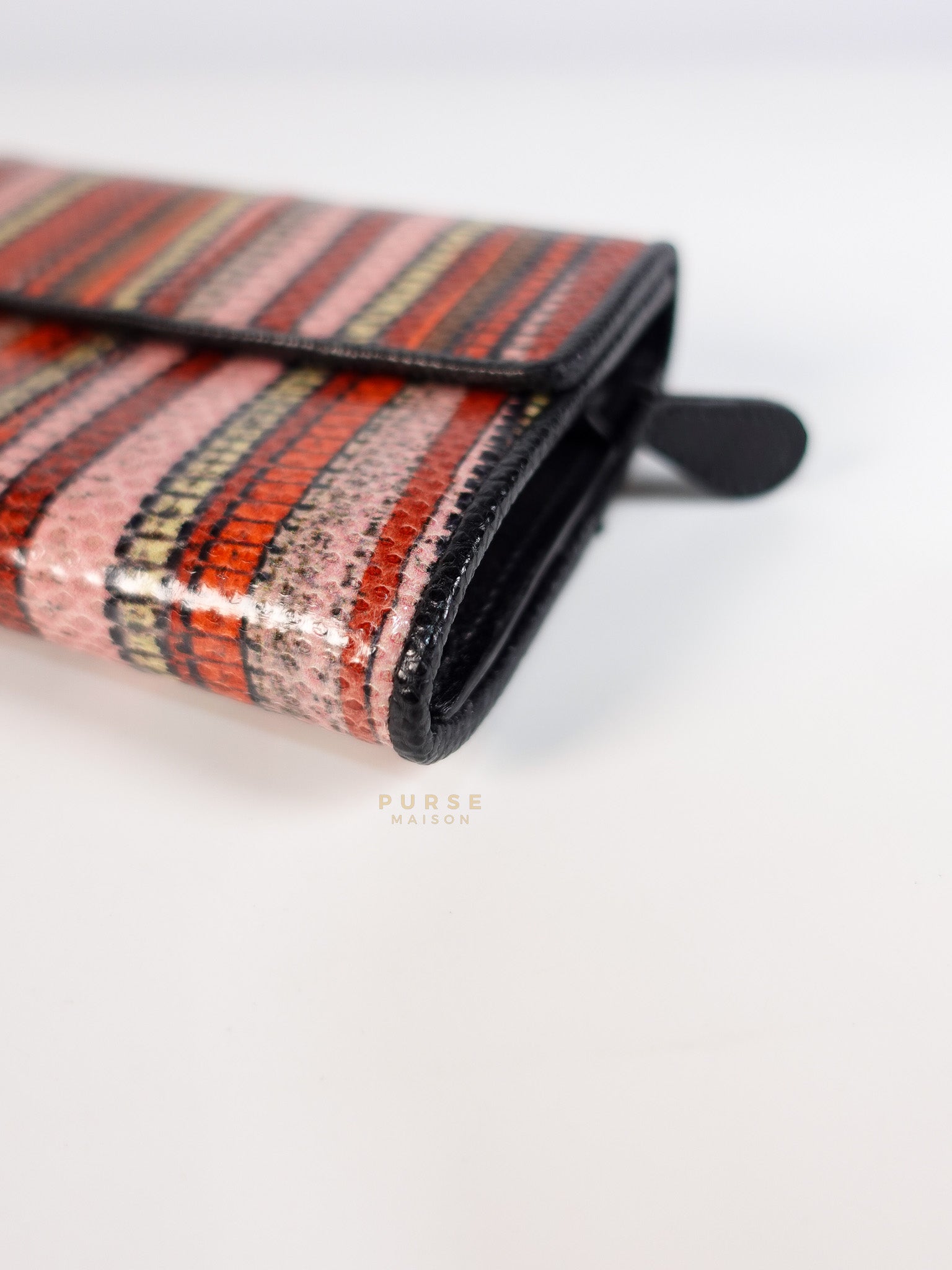 Red Multicolor Karung Flap Long Wallet | Purse Maison Luxury Bags Shop