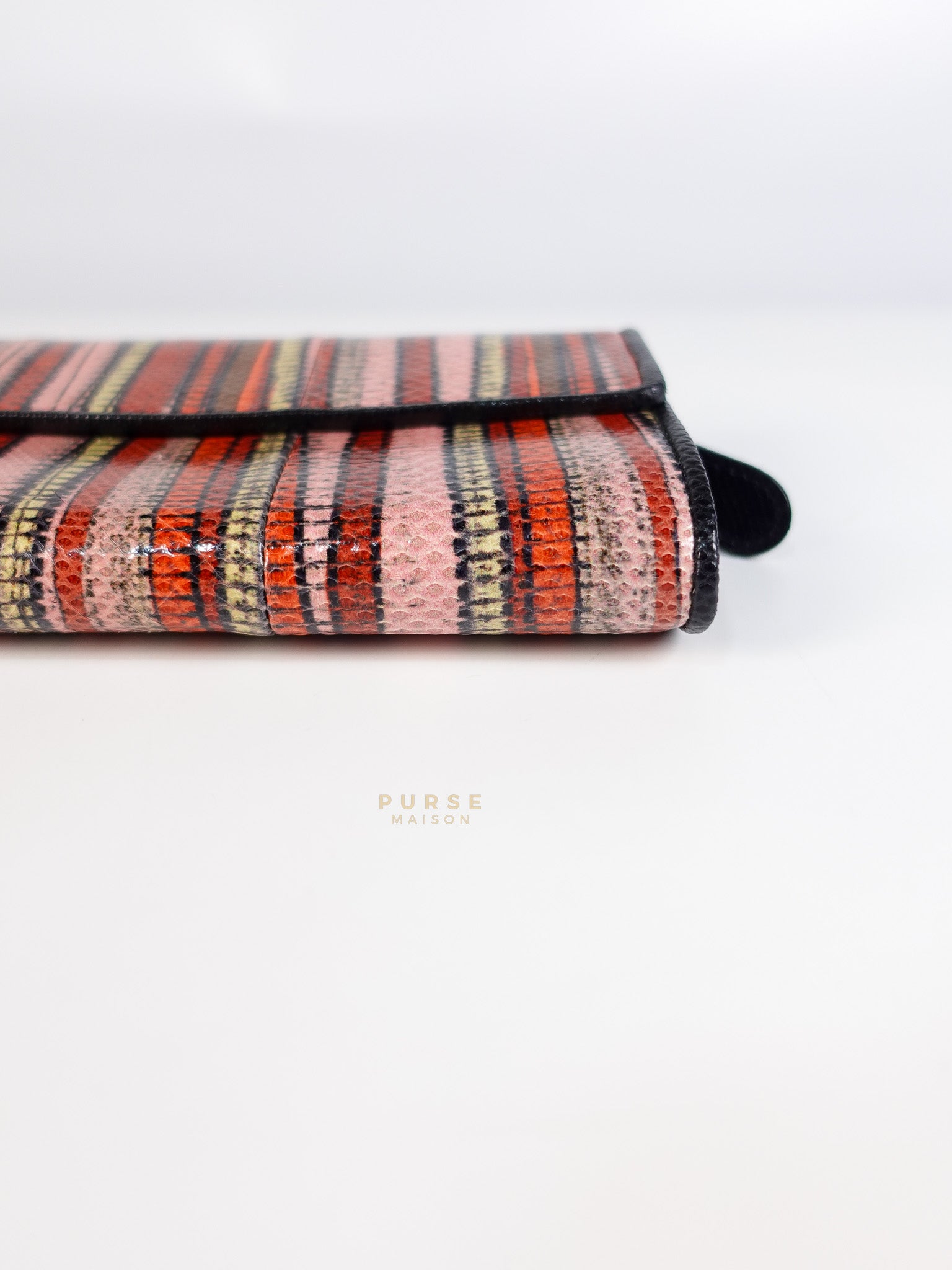 Red Multicolor Karung Flap Long Wallet | Purse Maison Luxury Bags Shop