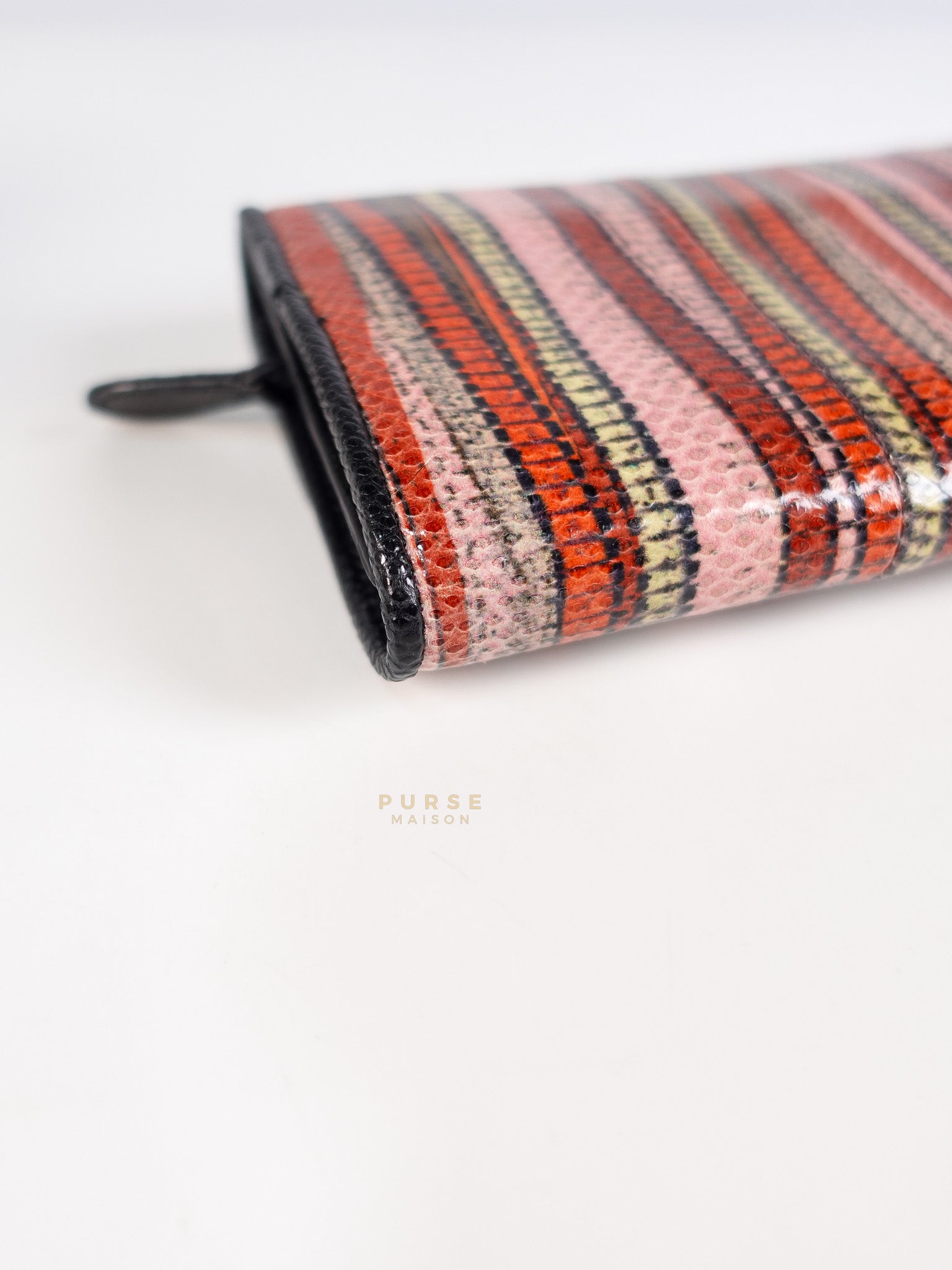 Red Multicolor Karung Flap Long Wallet | Purse Maison Luxury Bags Shop