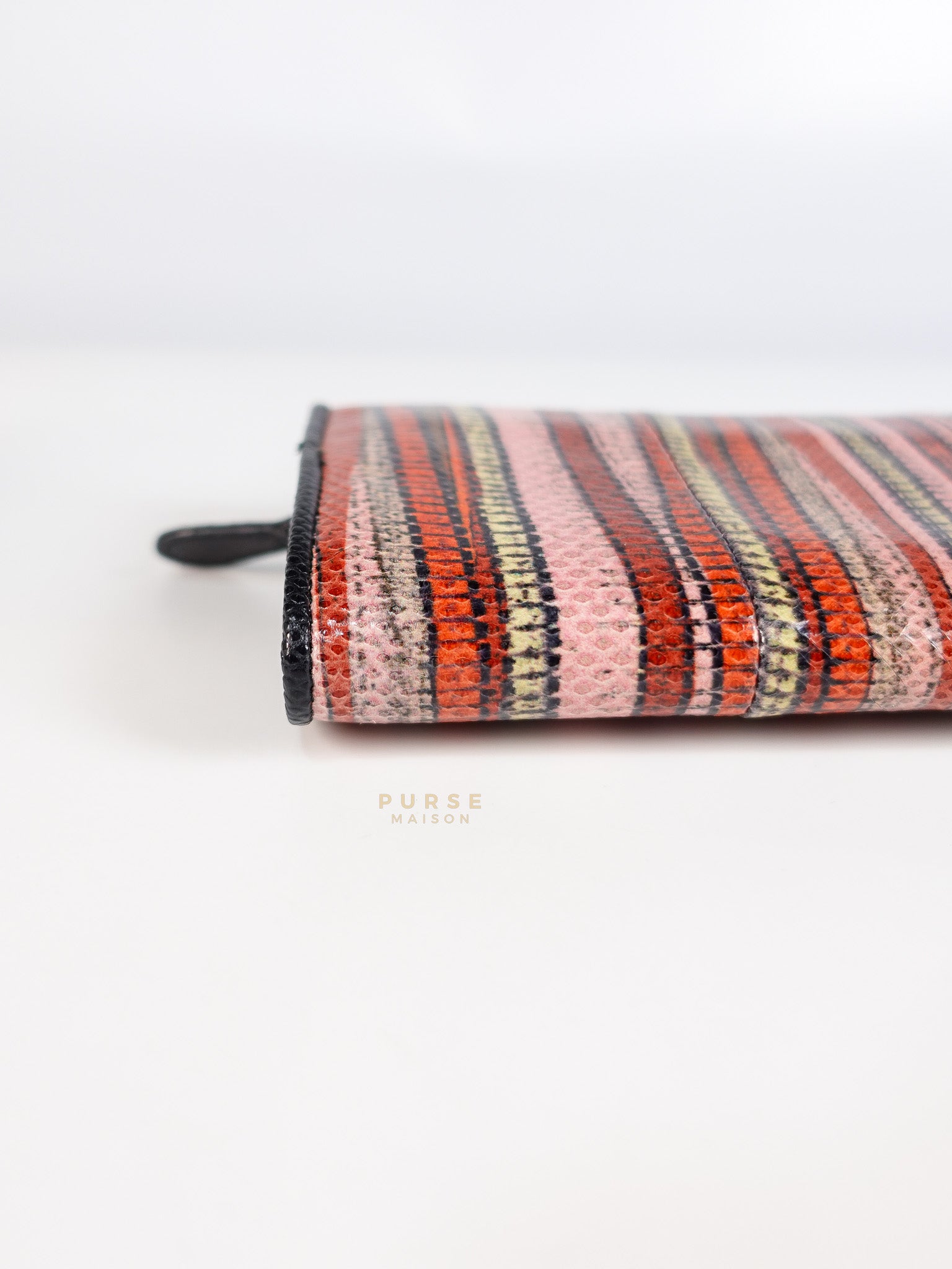 Red Multicolor Karung Flap Long Wallet | Purse Maison Luxury Bags Shop