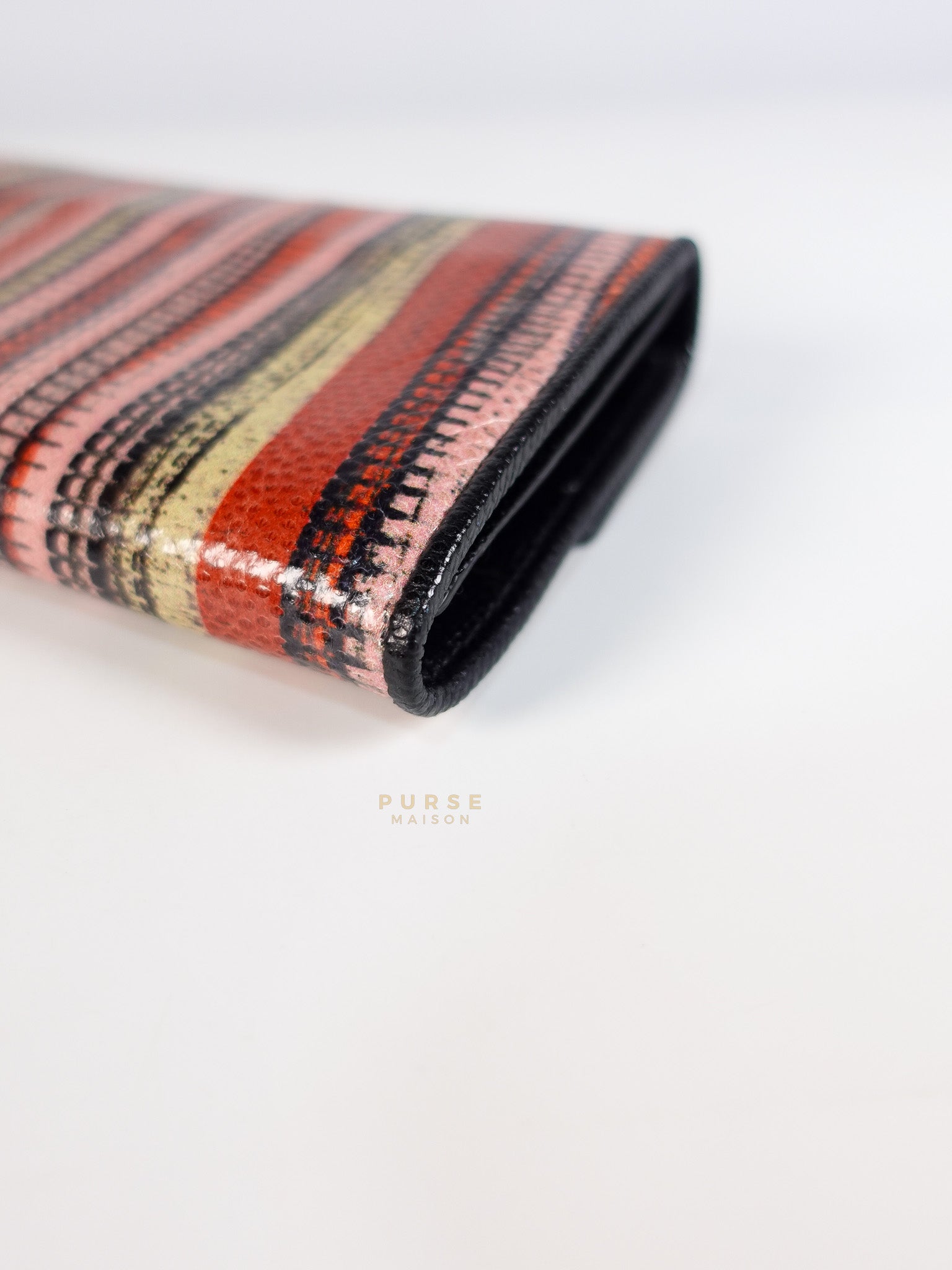 Red Multicolor Karung Flap Long Wallet | Purse Maison Luxury Bags Shop