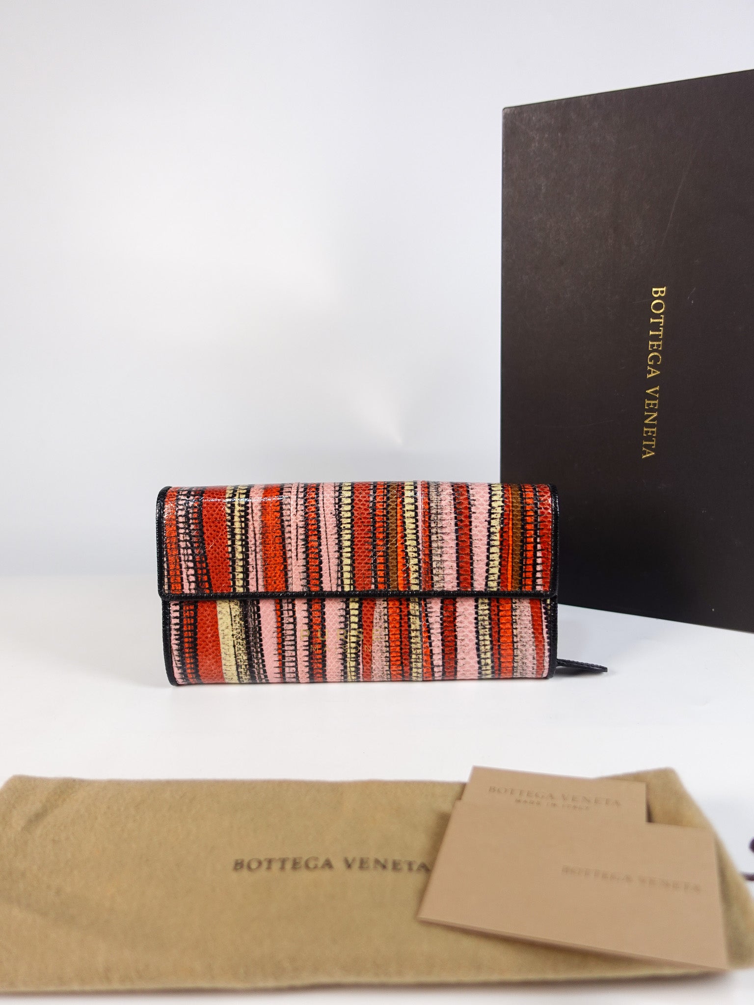 Red Multicolor Karung Flap Long Wallet | Purse Maison Luxury Bags Shop