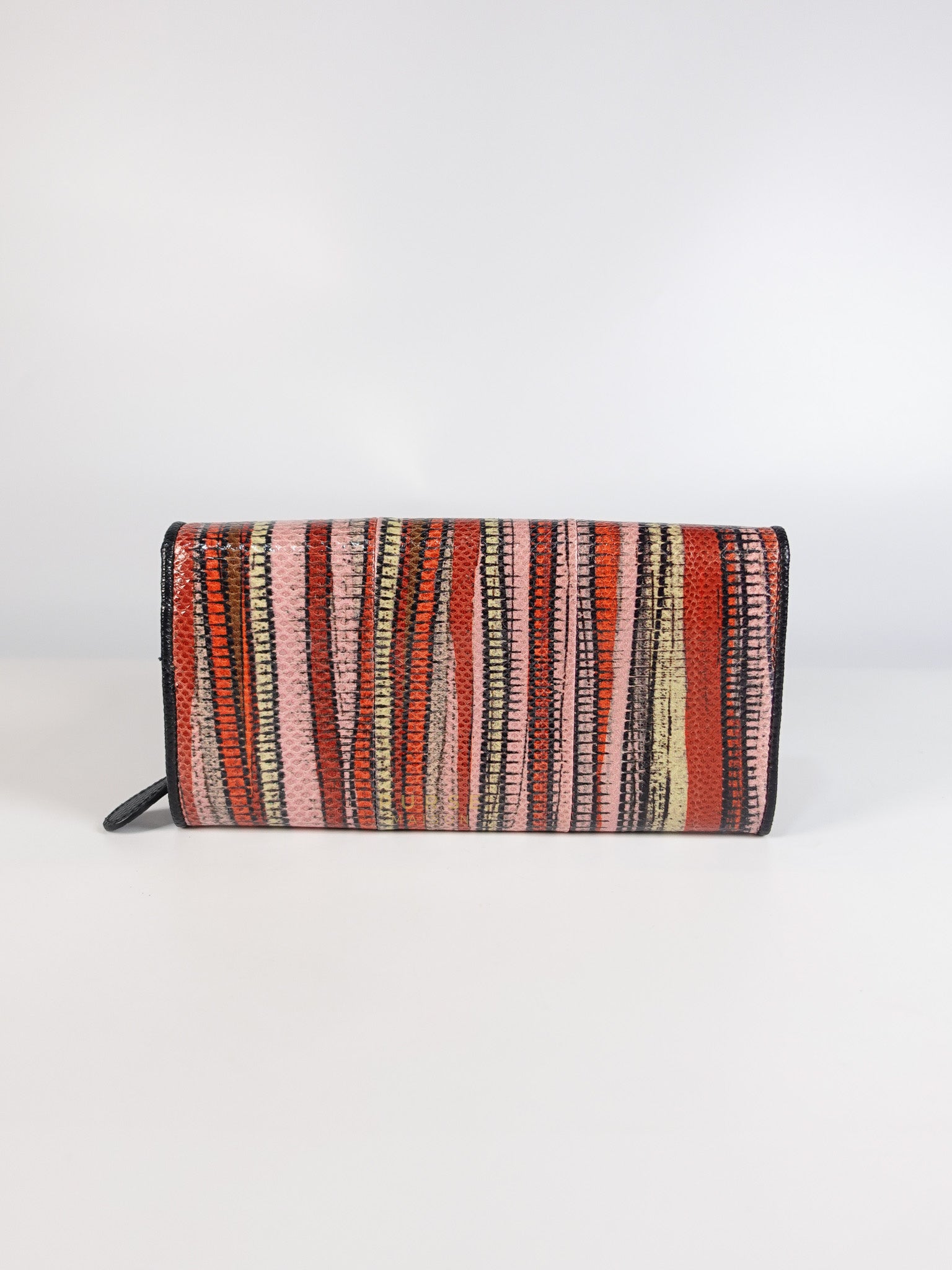 Red Multicolor Karung Flap Long Wallet | Purse Maison Luxury Bags Shop