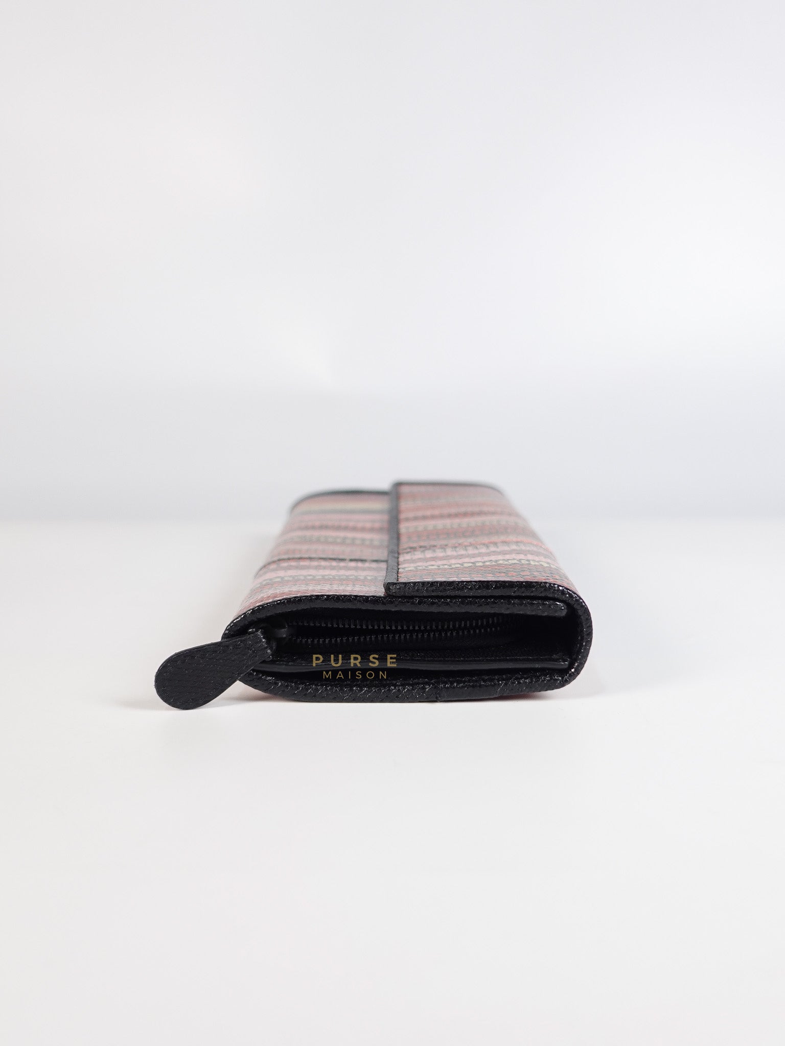 Red Multicolor Karung Flap Long Wallet | Purse Maison Luxury Bags Shop