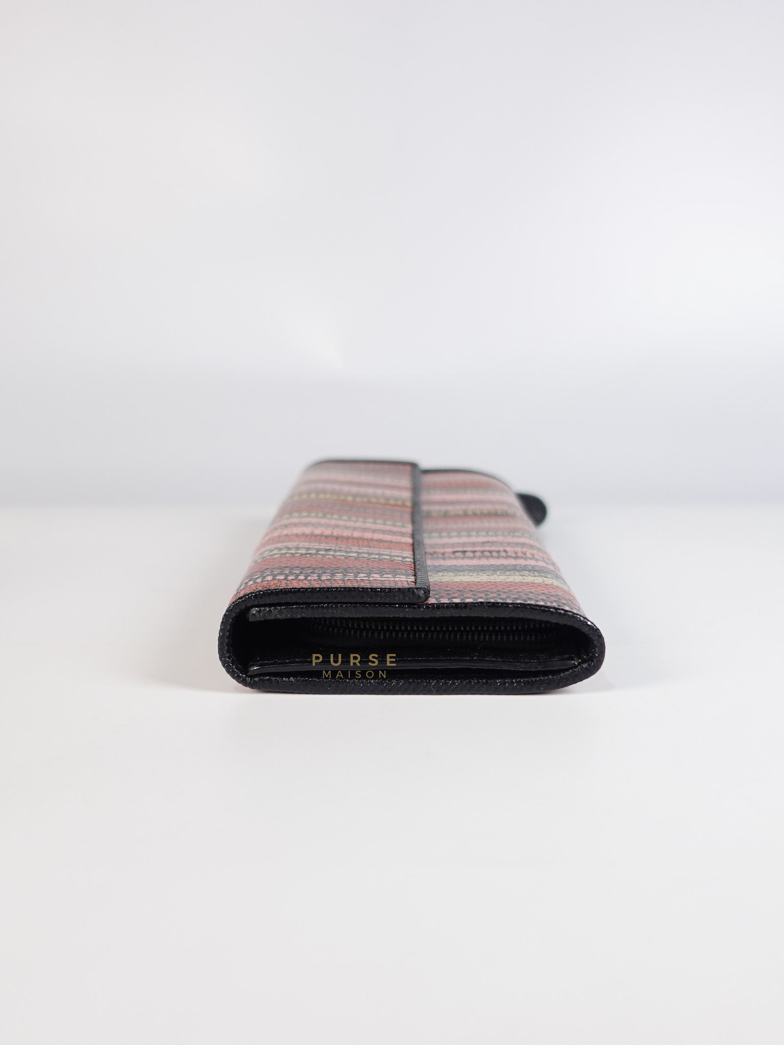 Red Multicolor Karung Flap Long Wallet | Purse Maison Luxury Bags Shop